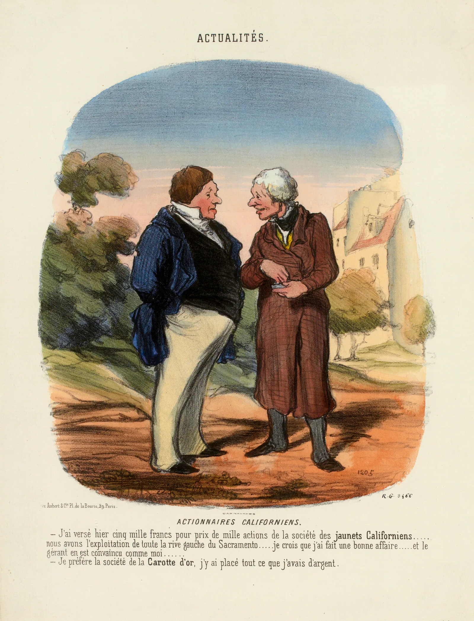 Actualites N197 Actionnaires Californiens Jai Verse Hier Cinq Mille Francs Pour Prix Wall Art by Honoré Daumier - Canvas Print
