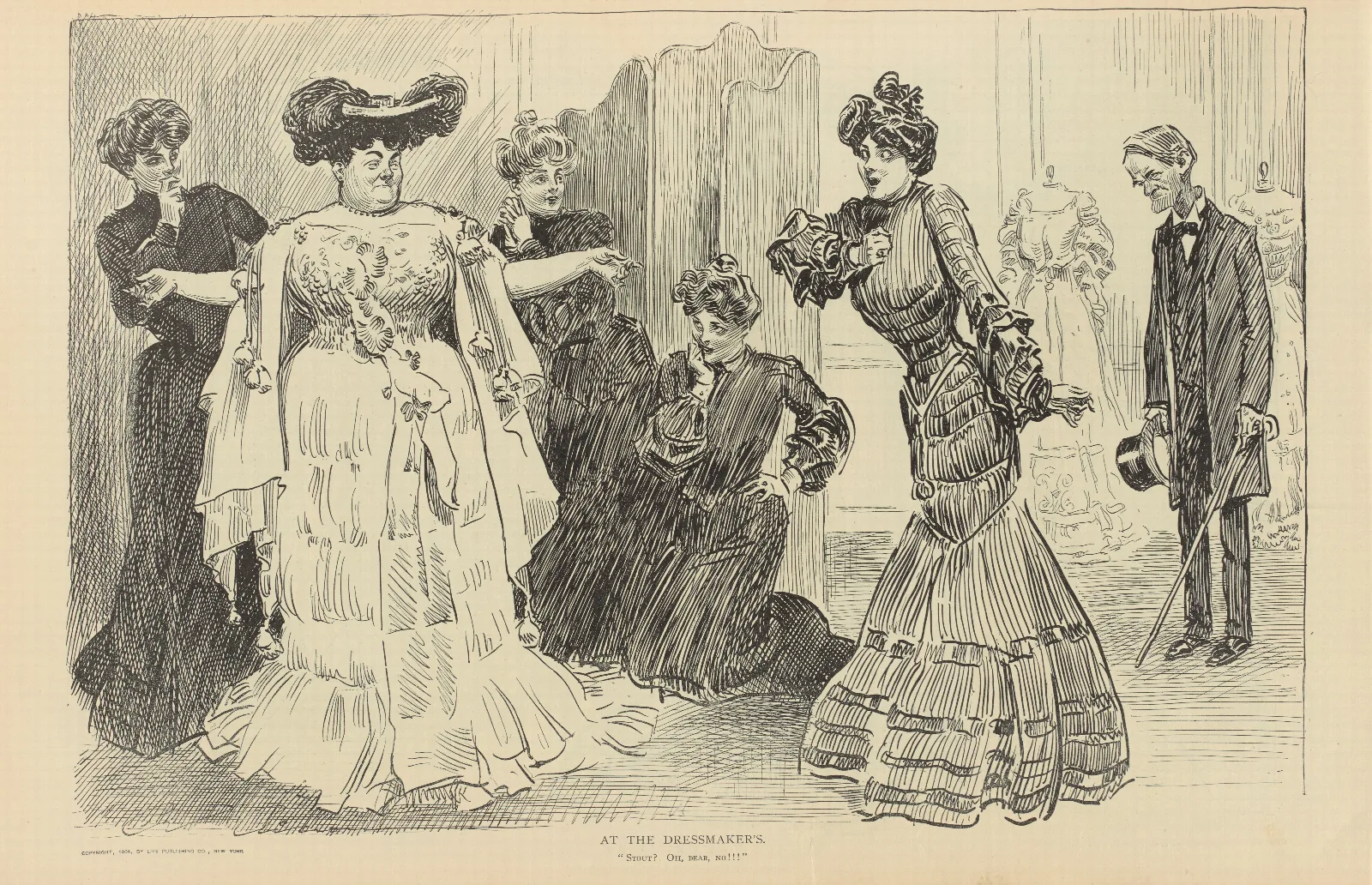 At The Dressmakers Wall Art by Charles Dana Gibson - Canvas Print