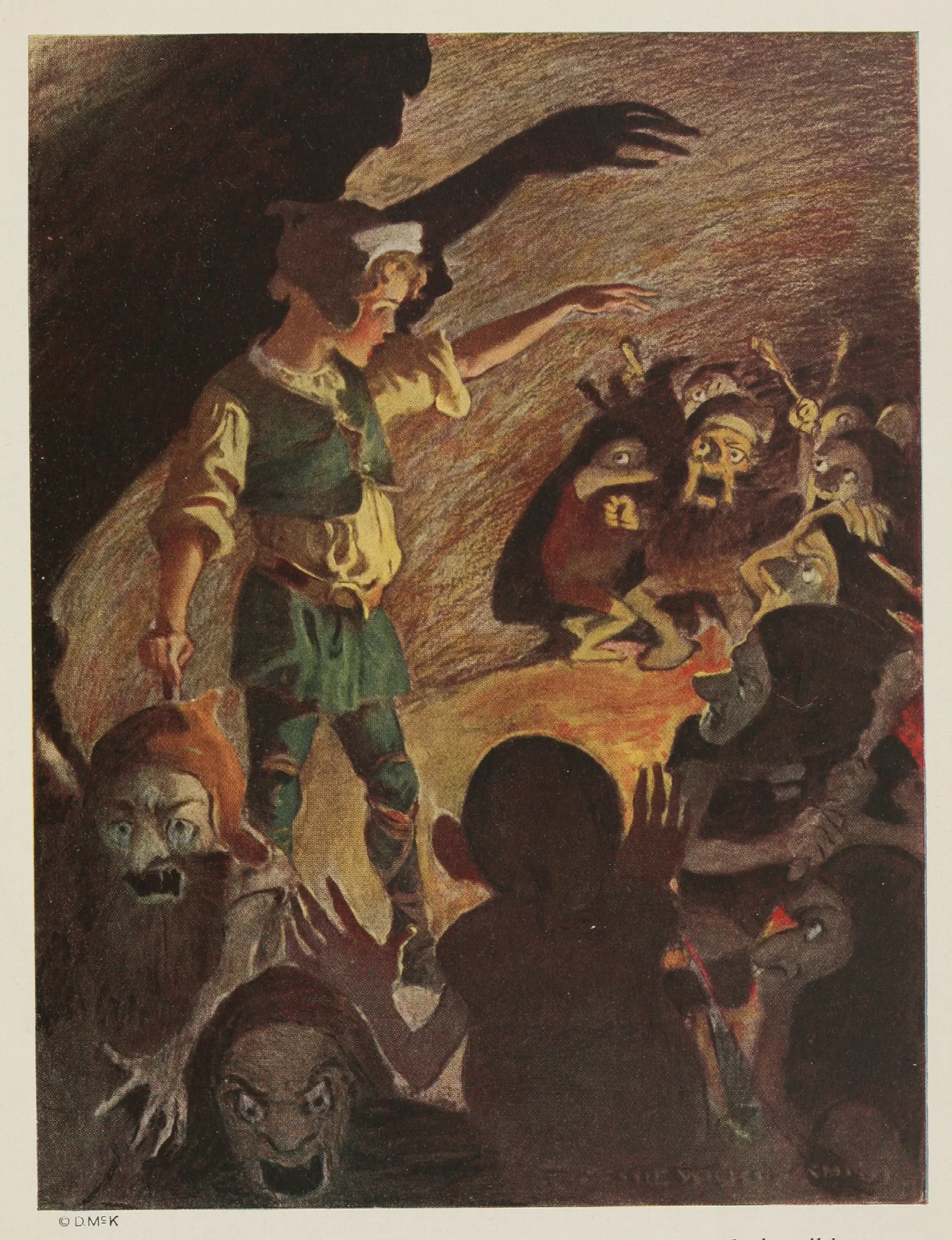The Goblins Fell Back A Little When He Began And Made Horrible Grimaces All Through The Rhyme Wall Art by Jessie Willcox Smith - Canvas Print