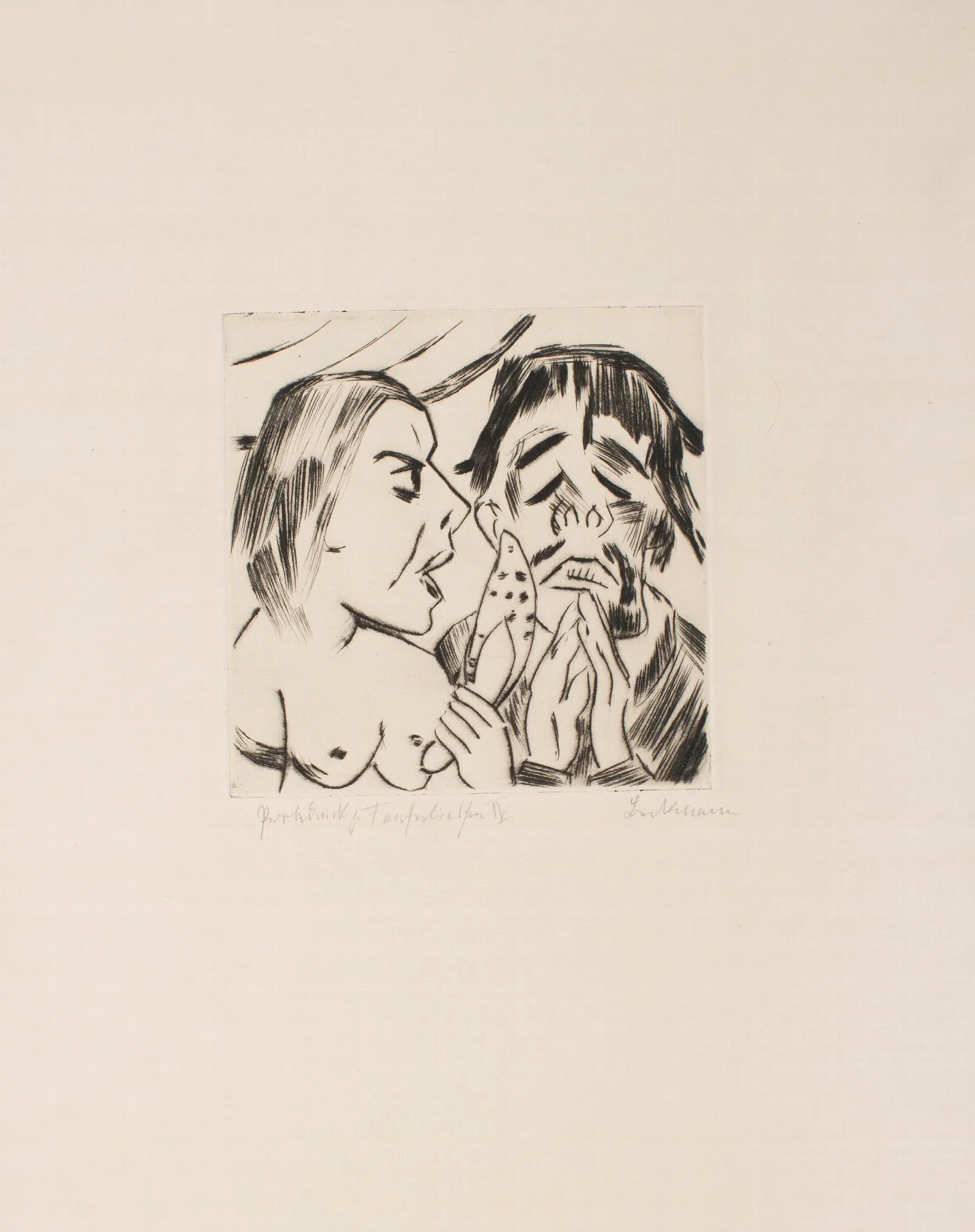 The Bigamist King Jerum Receiving Counsel From His New Wife Queen Wurgipumba Wall Art by Max Beckmann - Canvas Print