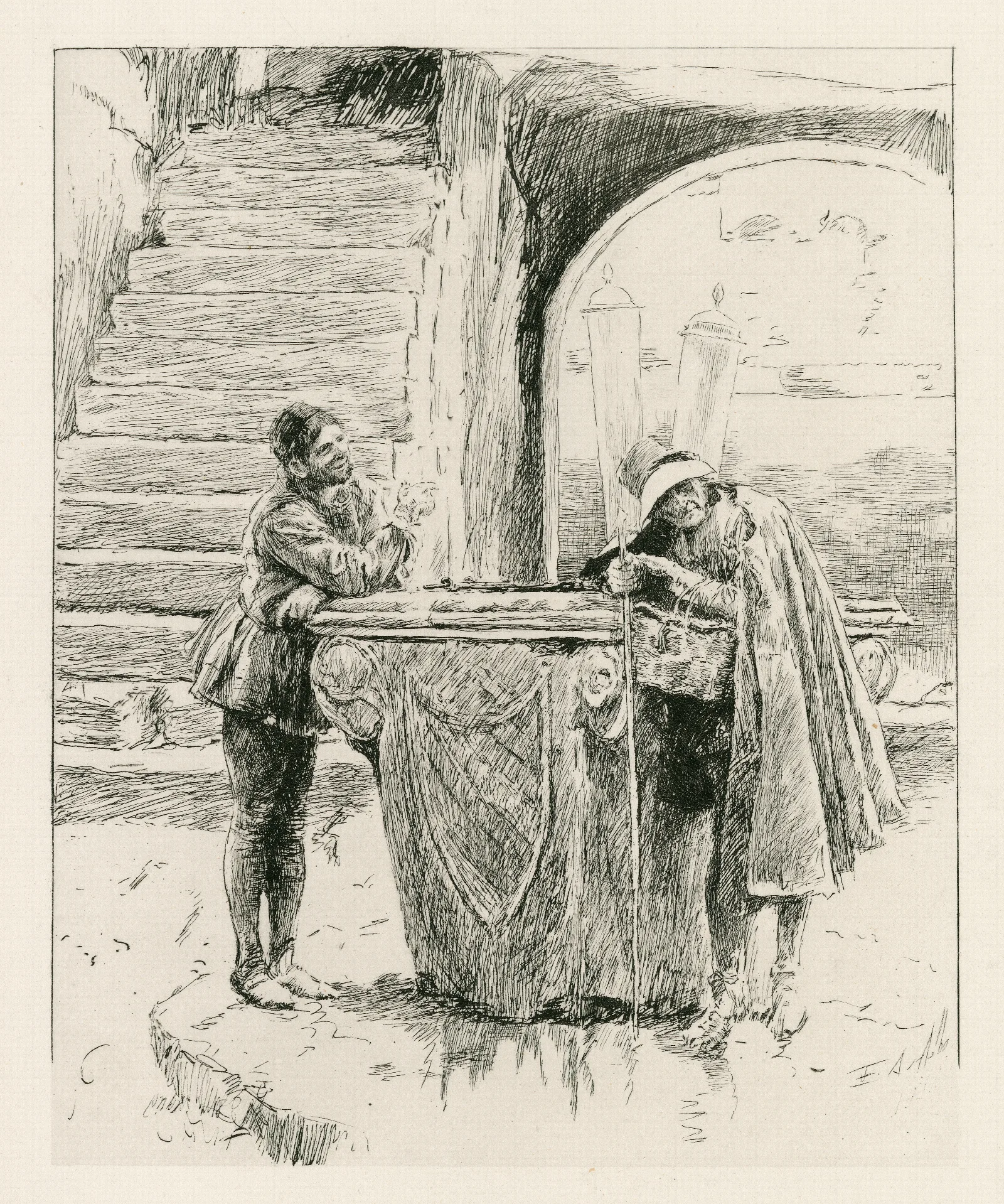 Merchant Of Venice Launcelot And Gobbo Ii 2 Wall Art by Edwin Austin Abbey - Canvas Print