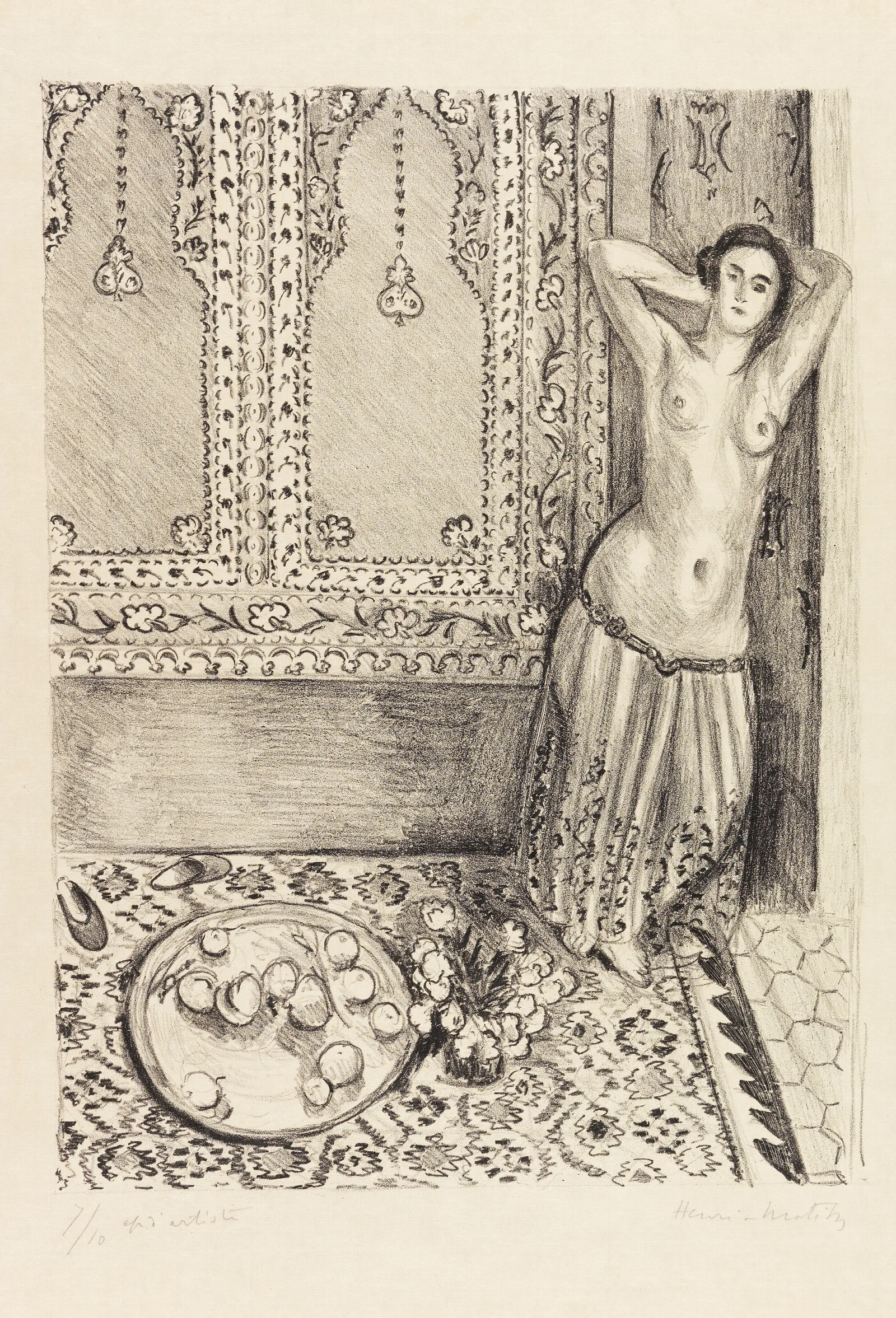 Odalisque Debout Au Plateau De Fruits Wall Art by Henri Matisse - Canvas Print