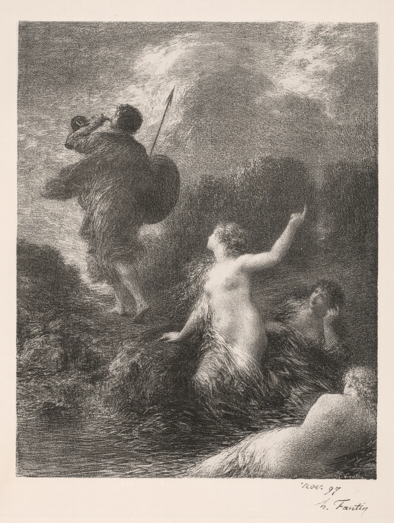 Twilight Of The Gods Siegfried And The Rhine Maidens Wall Art by Henri Fantin-Latour - Canvas Print