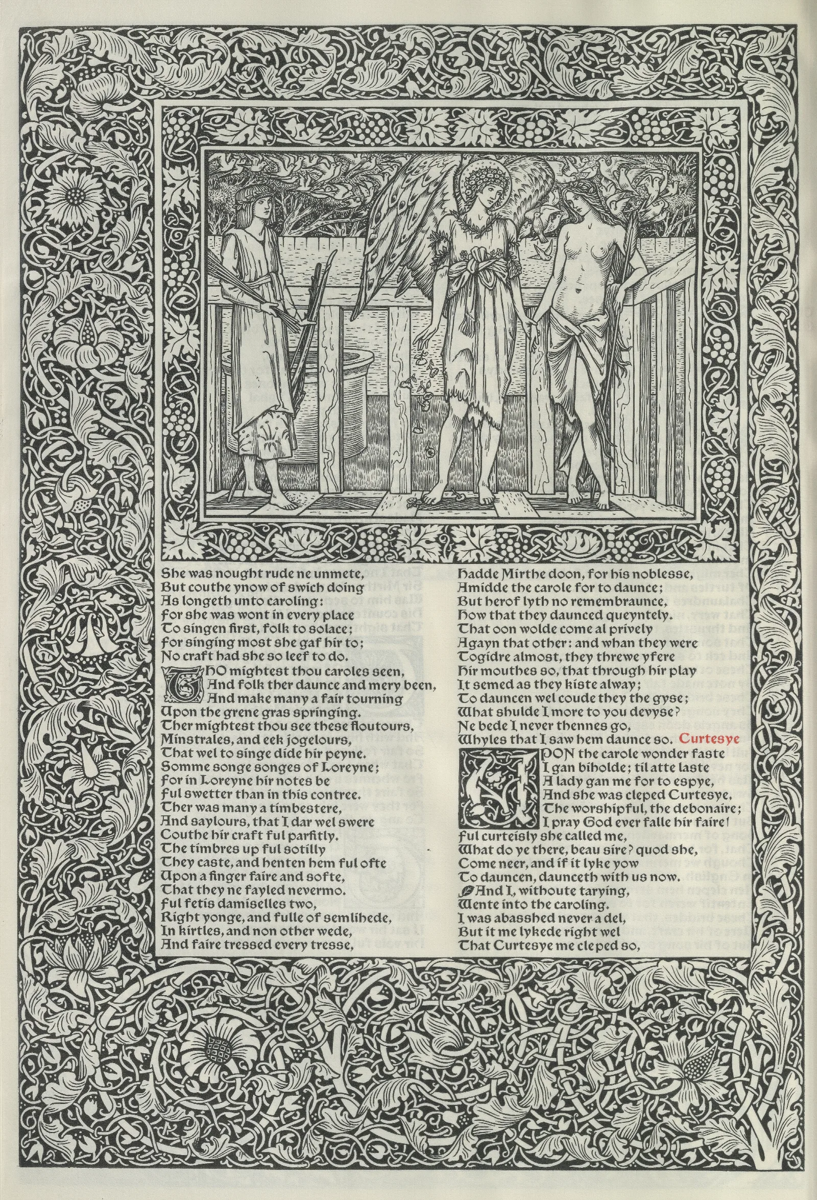 The Works Of Geoffrey Chaucer Pl 37 Wall Art by Sir Edward Coley Burne-Jones - Canvas Print