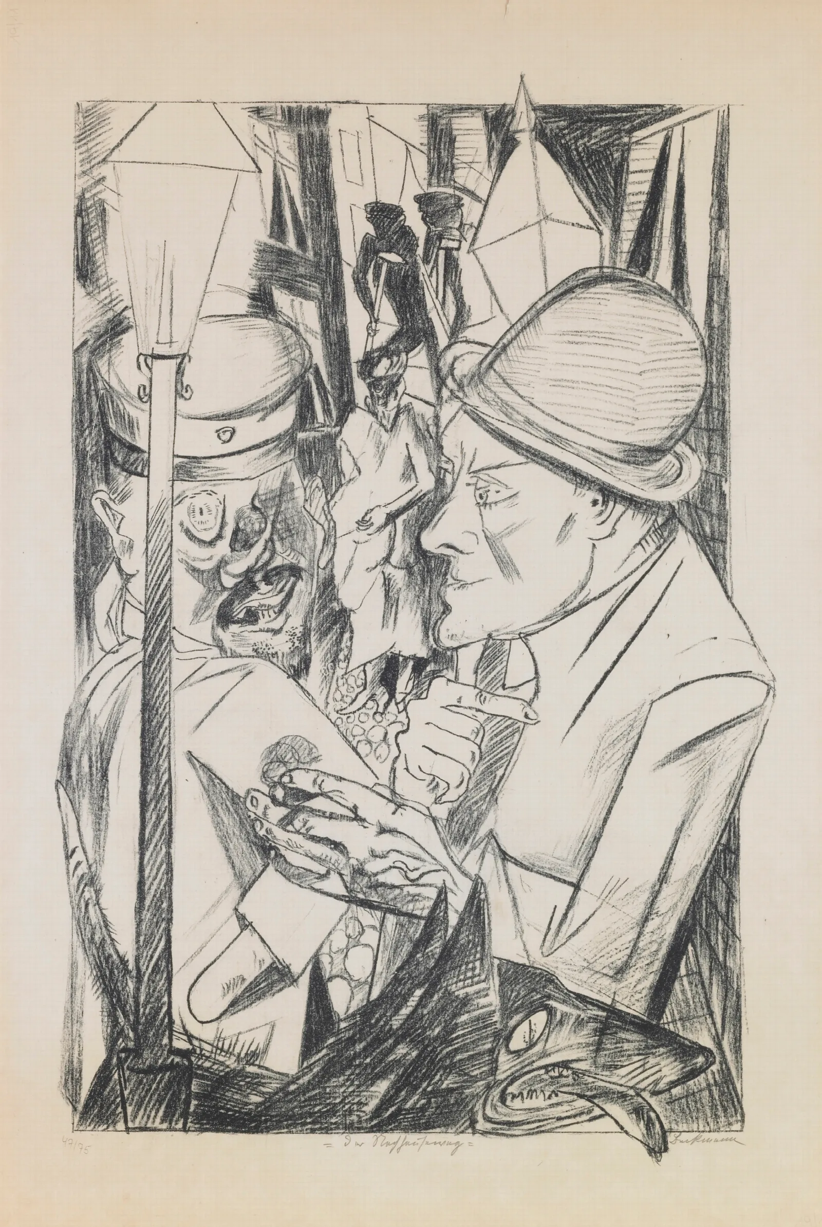 The Tightrope Walkers Plate 8 From The Portfolio Annual Fair Wall Art by Max Beckmann - Canvas Print