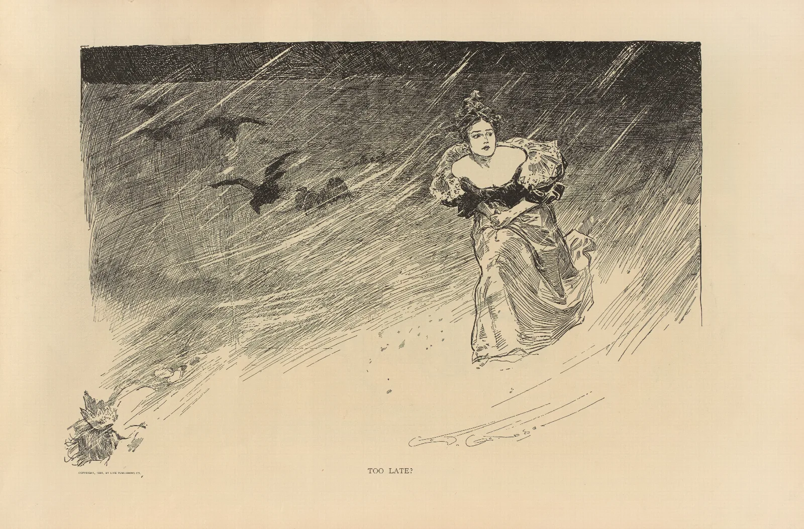 Too Late 3 Wall Art by Charles Dana Gibson - Canvas Print