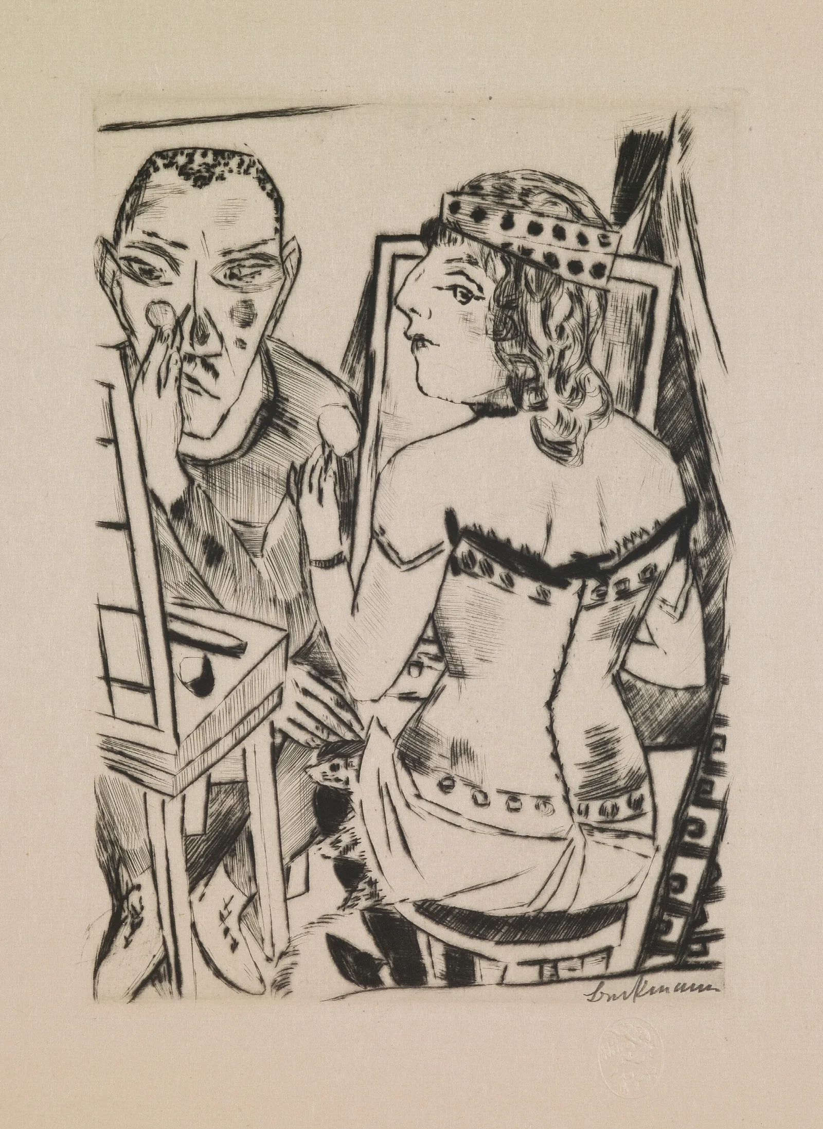 Dressing Room Plate 2 From The Portfolio Annual Fair Wall Art by Max Beckmann - Canvas Print