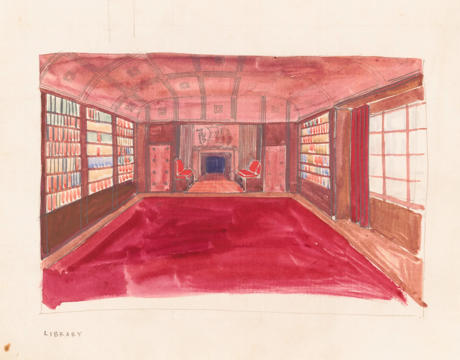 Design Drawings For The Theodore Weicker Apartment Building Study For Library Wall Art by Winold Reiss - Canvas Print
