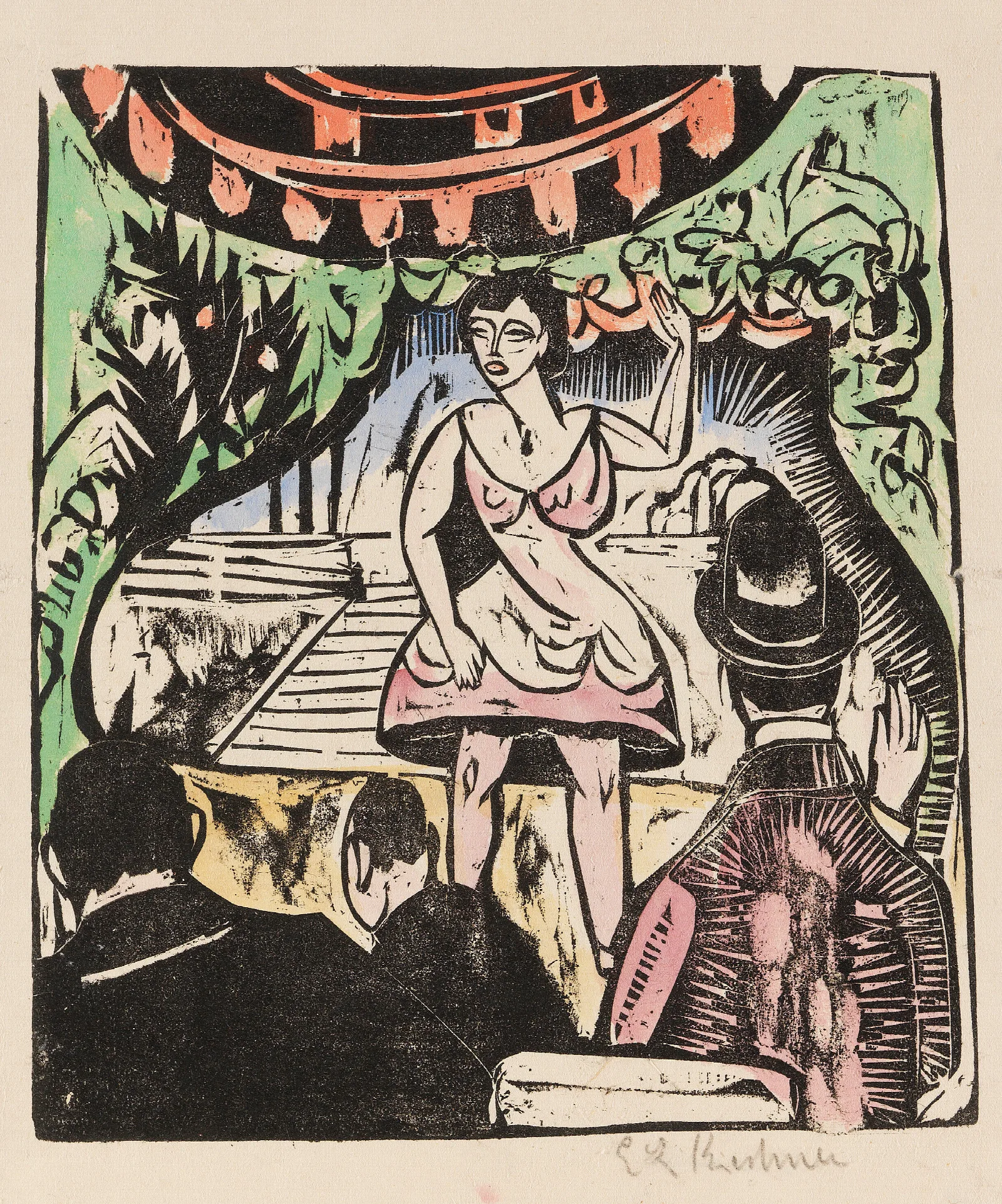 Kleines Variete Mit Sangerin Wall Art by Ernst Ludwig Kirchner - Canvas Print