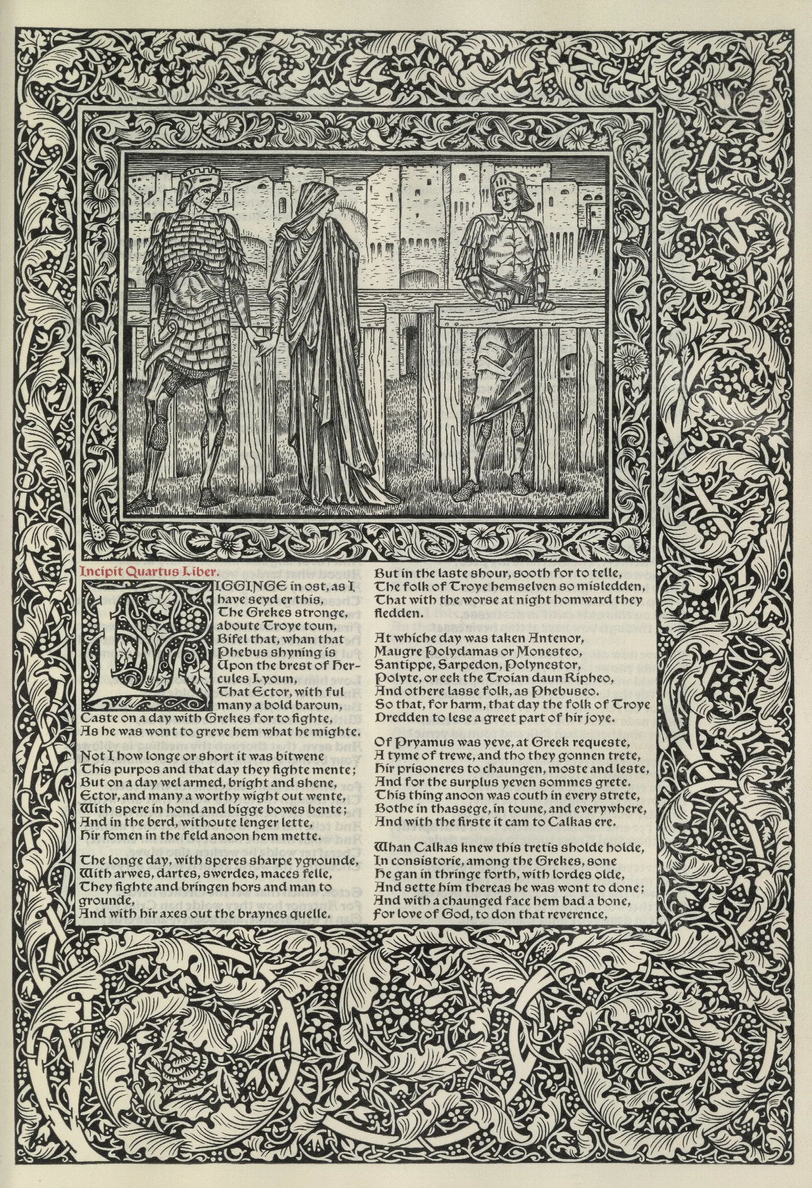 The Works Of Geoffrey Chaucer Pl 85 Wall Art by Sir Edward Coley Burne-Jones - Canvas Print