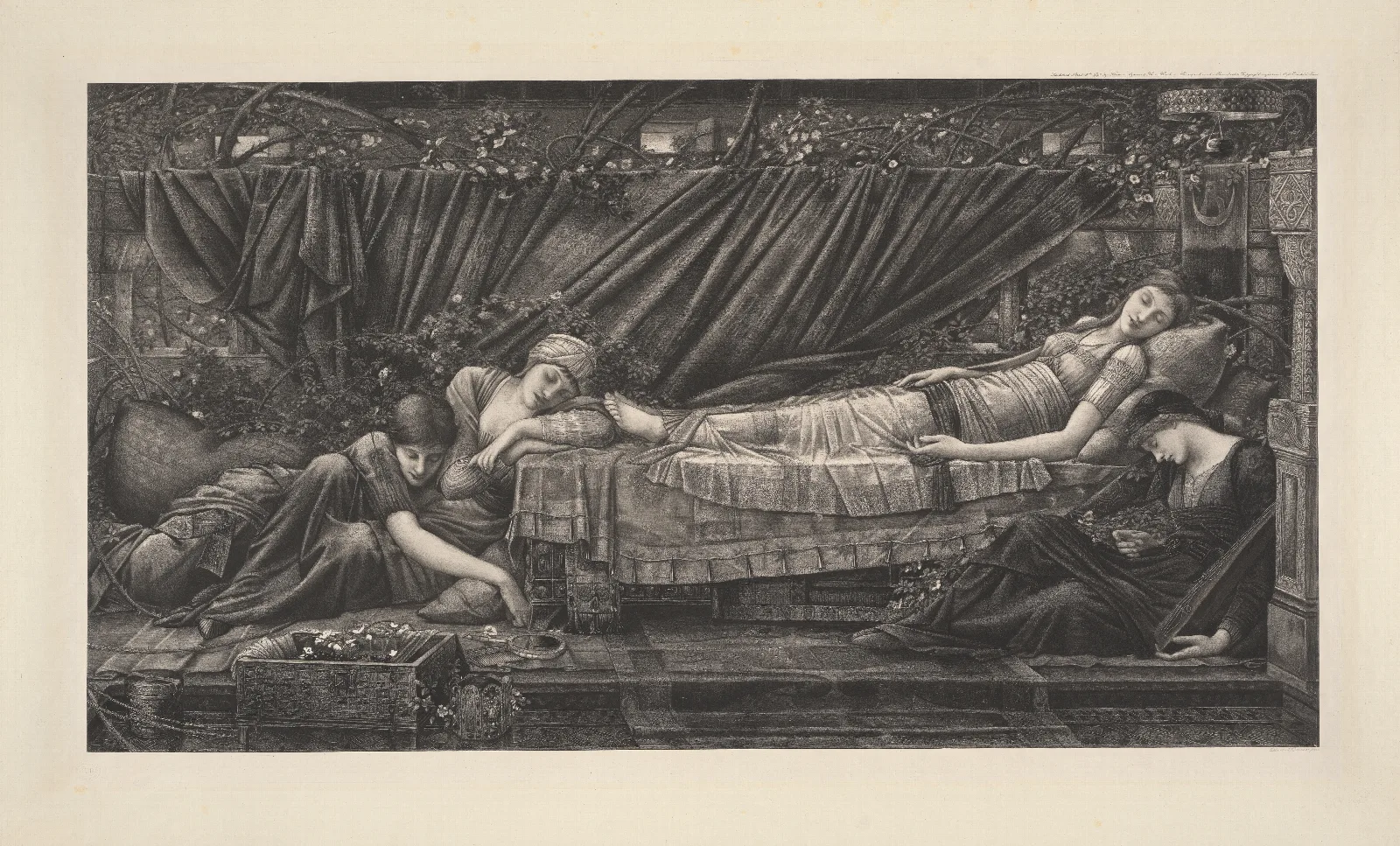 The Rose Bower 2 Wall Art by Sir Edward Coley Burne-Jones - Canvas Print