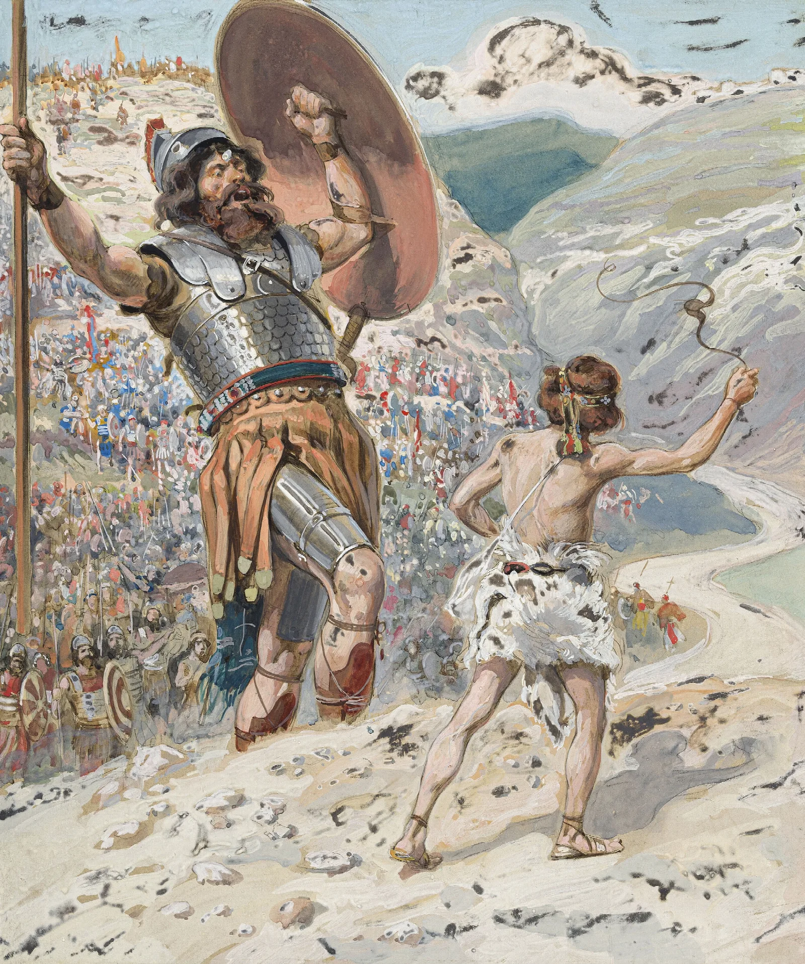 David Slings The Stone Wall Art by James Tissot - Canvas Print