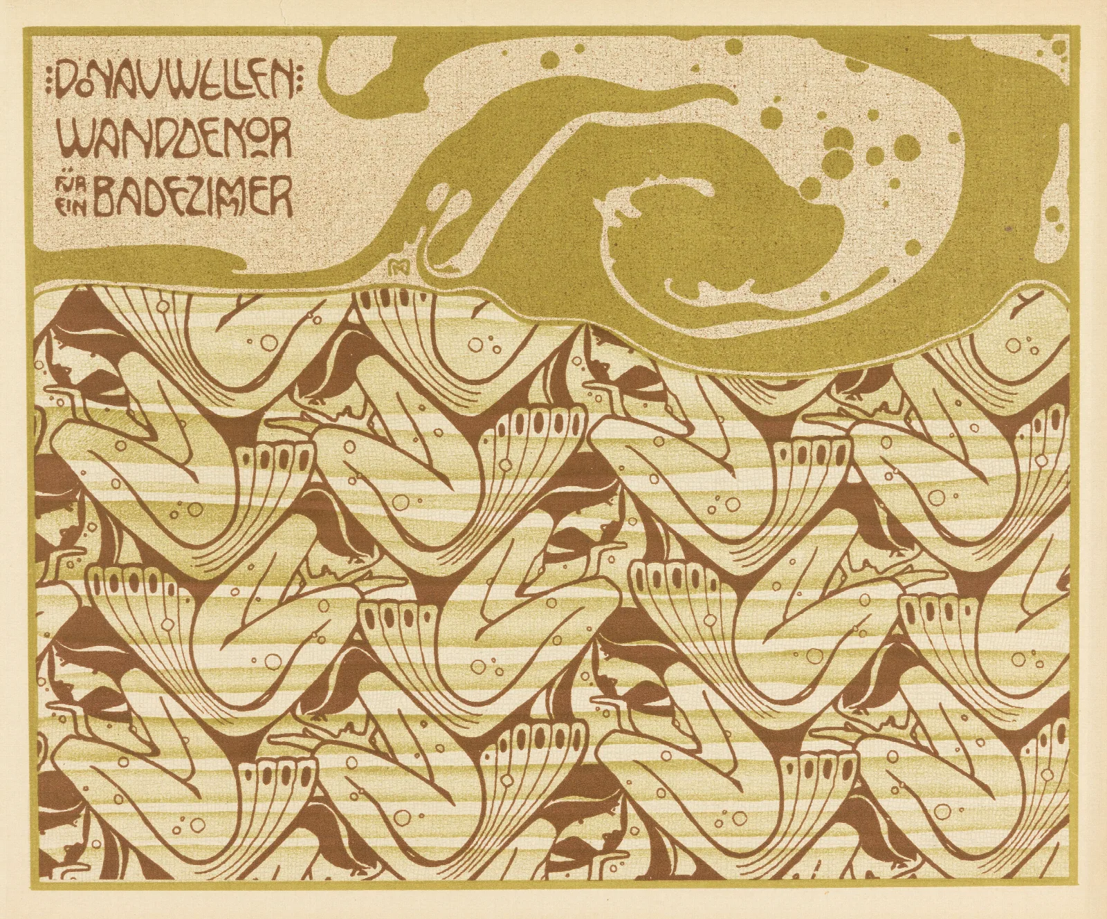 Donauwellen Wanddekor Fur Ein Badezimmer Danube Wave Wall Decoration For A Bathroom Wall Art by Koloman Moser - Canvas Print