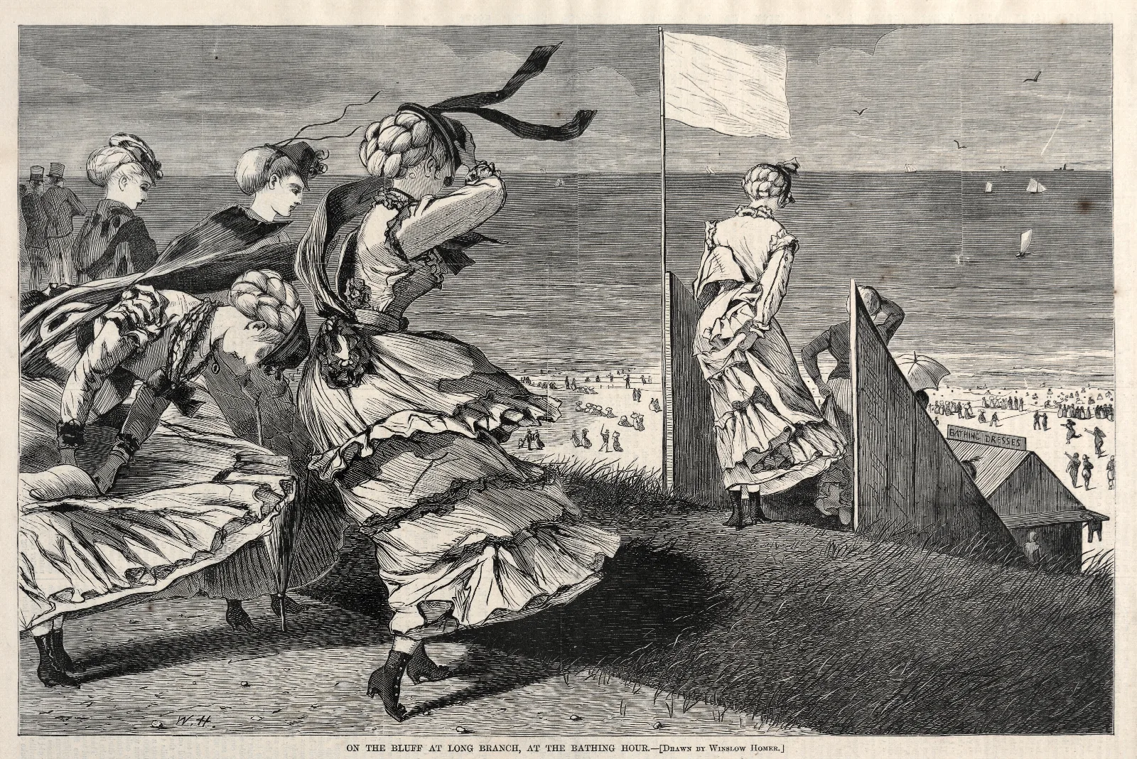 On The Bluff At Long Branch At The Bathing Hour Wall Art by Winslow Homer - Canvas Print