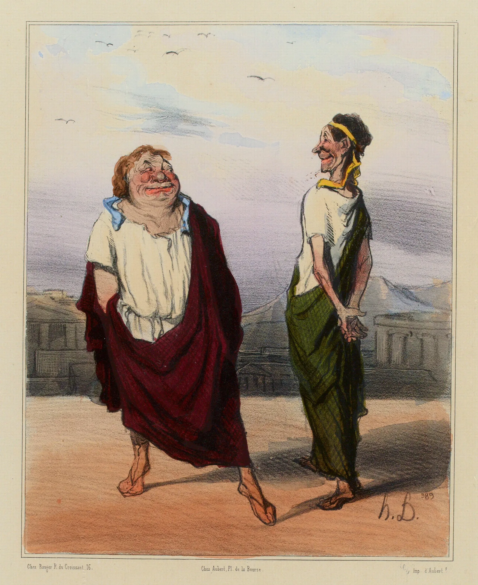 Une Rencontre De Joyeux Augures Wall Art by Honoré Daumier - Canvas Print