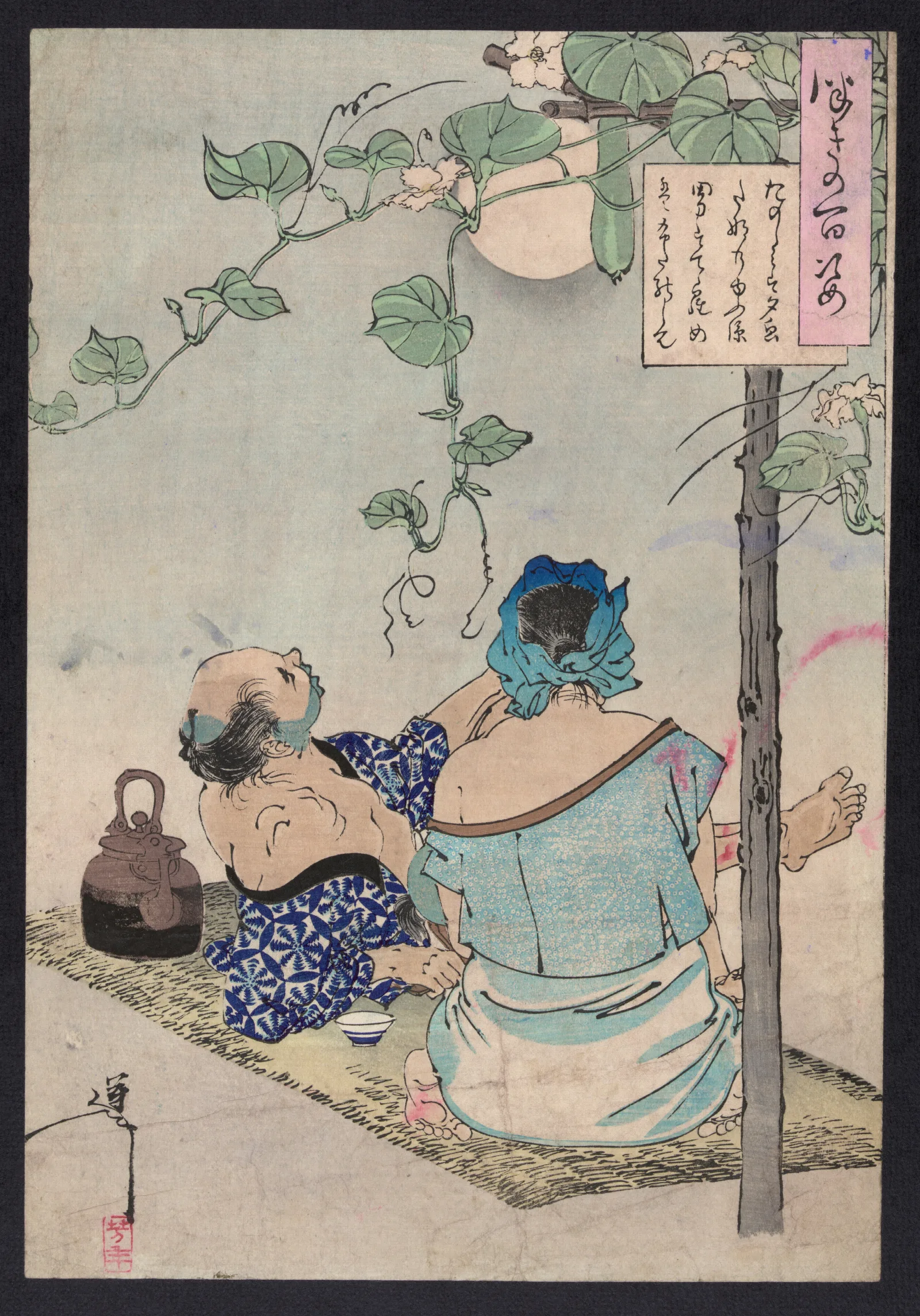 Yugao Dana Noryo Zu Wall Art by Tsukioka Yoshitoshi - Canvas Print