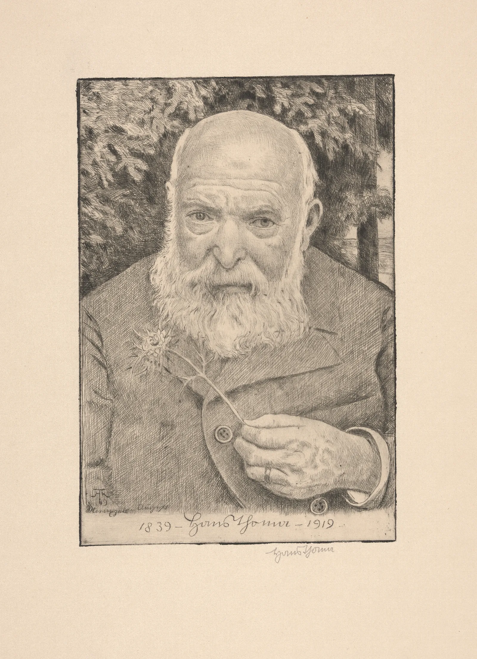 Selbstbildnis Mit Blume Self Portrait With Flower Wall Art by Hans Thoma - Canvas Print