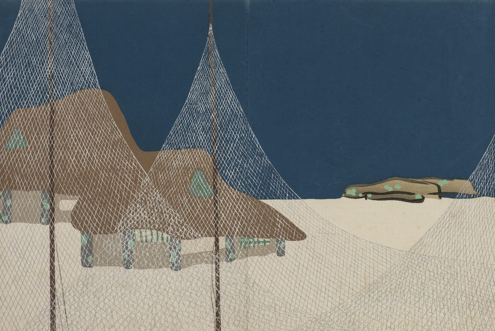 Fishing Village Ryoson Wall Art by Kamisaka Sekka - Canvas Print