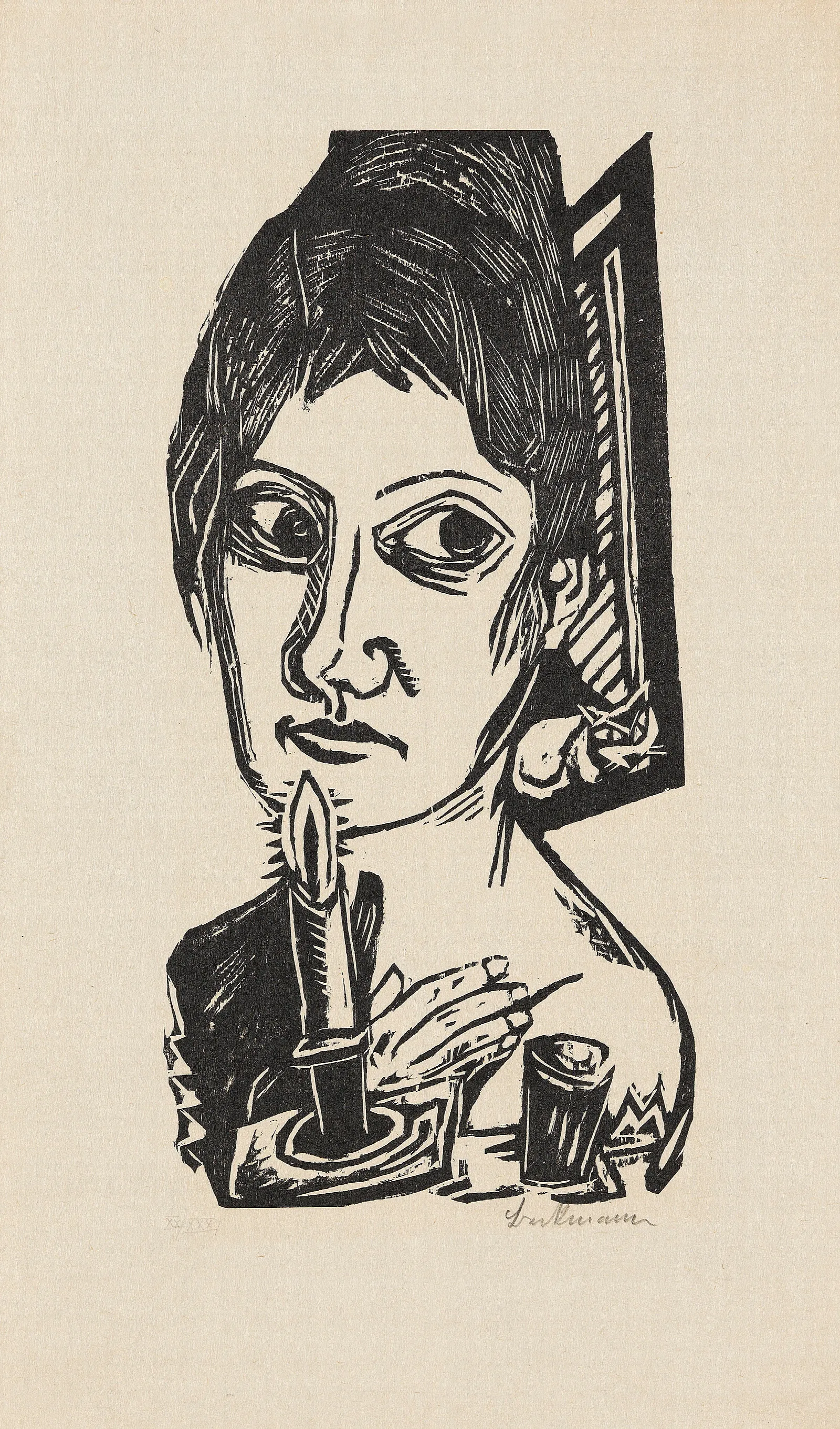 Frau Mit Kerze Wall Art by Max Beckmann - Canvas Print
