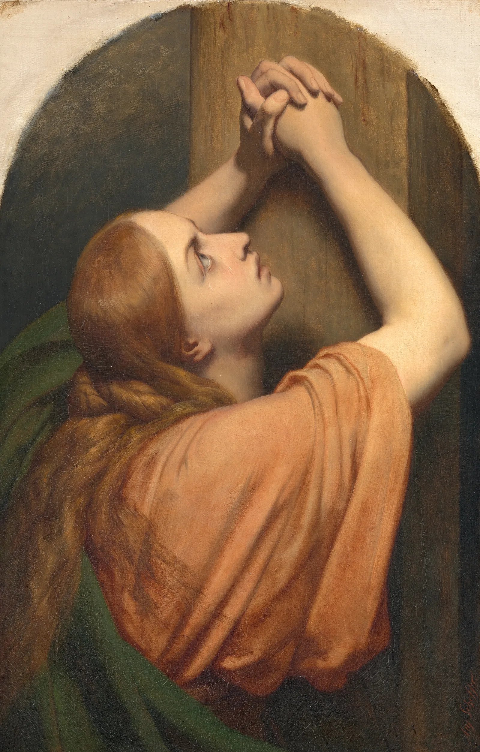 Mary Magdalene At The Foot Of The Cross 2 Wall Art by Ary Scheffer - Canvas Print