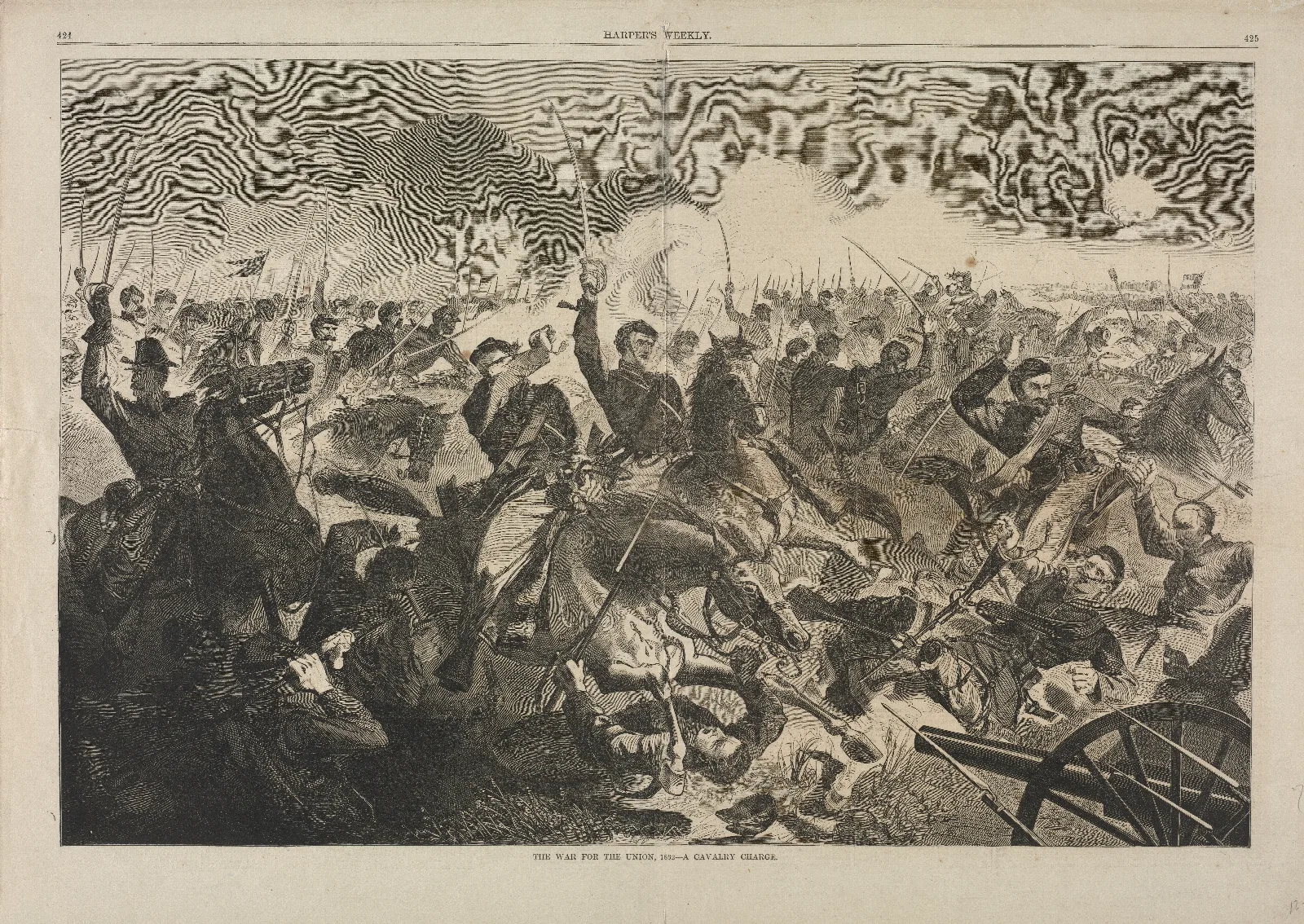 The War For The Union 1862 A Cavalry Charge Wall Art by Winslow Homer - Canvas Print