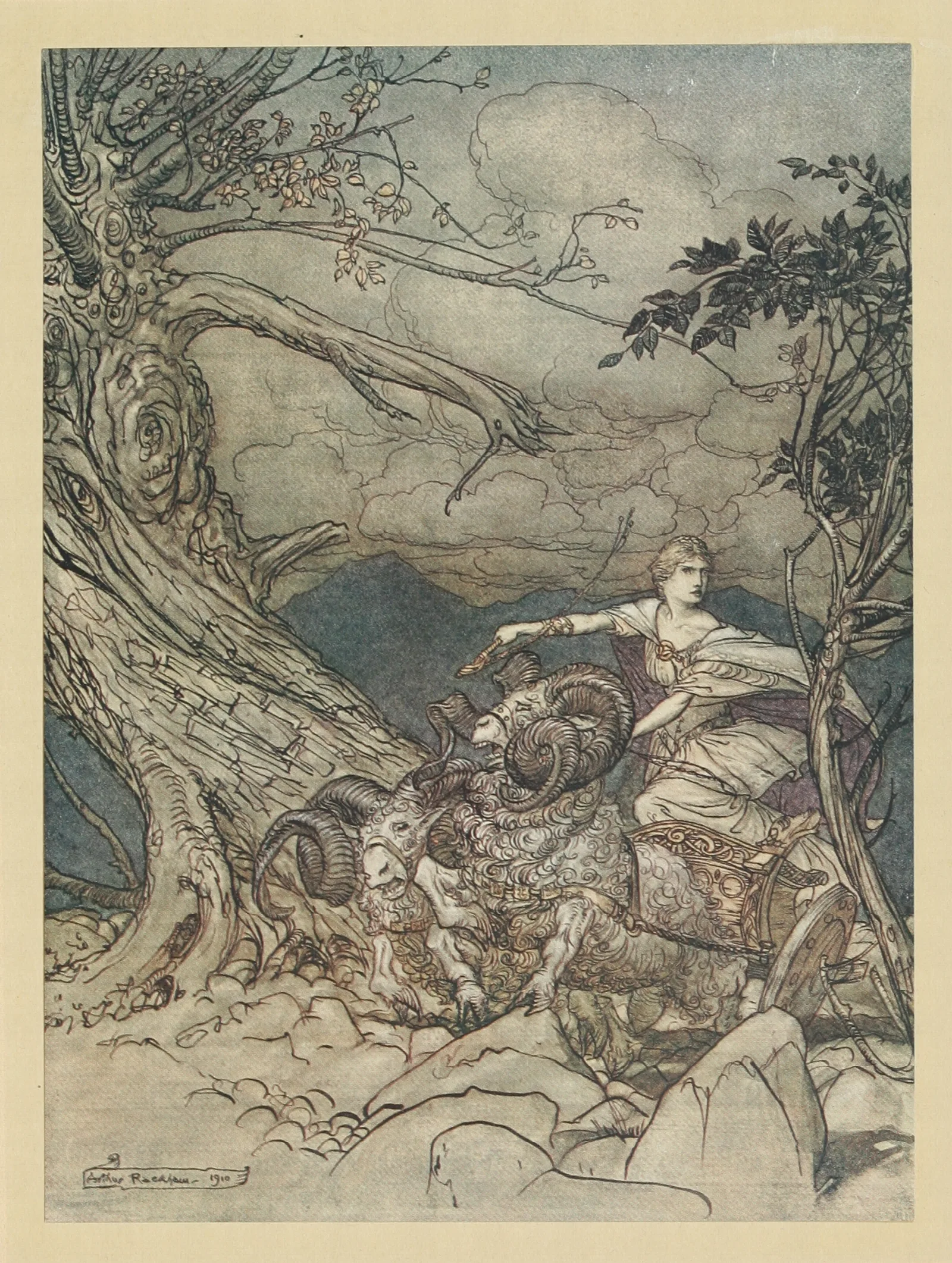 Fricka Approaches In Anger Wall Art by Arthur Rackham - Canvas Print