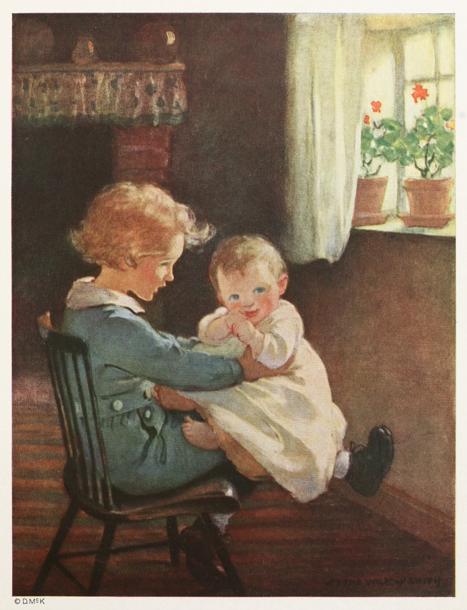 So Diamond Sat Down Again And Took The Baby In His Lap Wall Art by Jessie Willcox Smith - Canvas Print