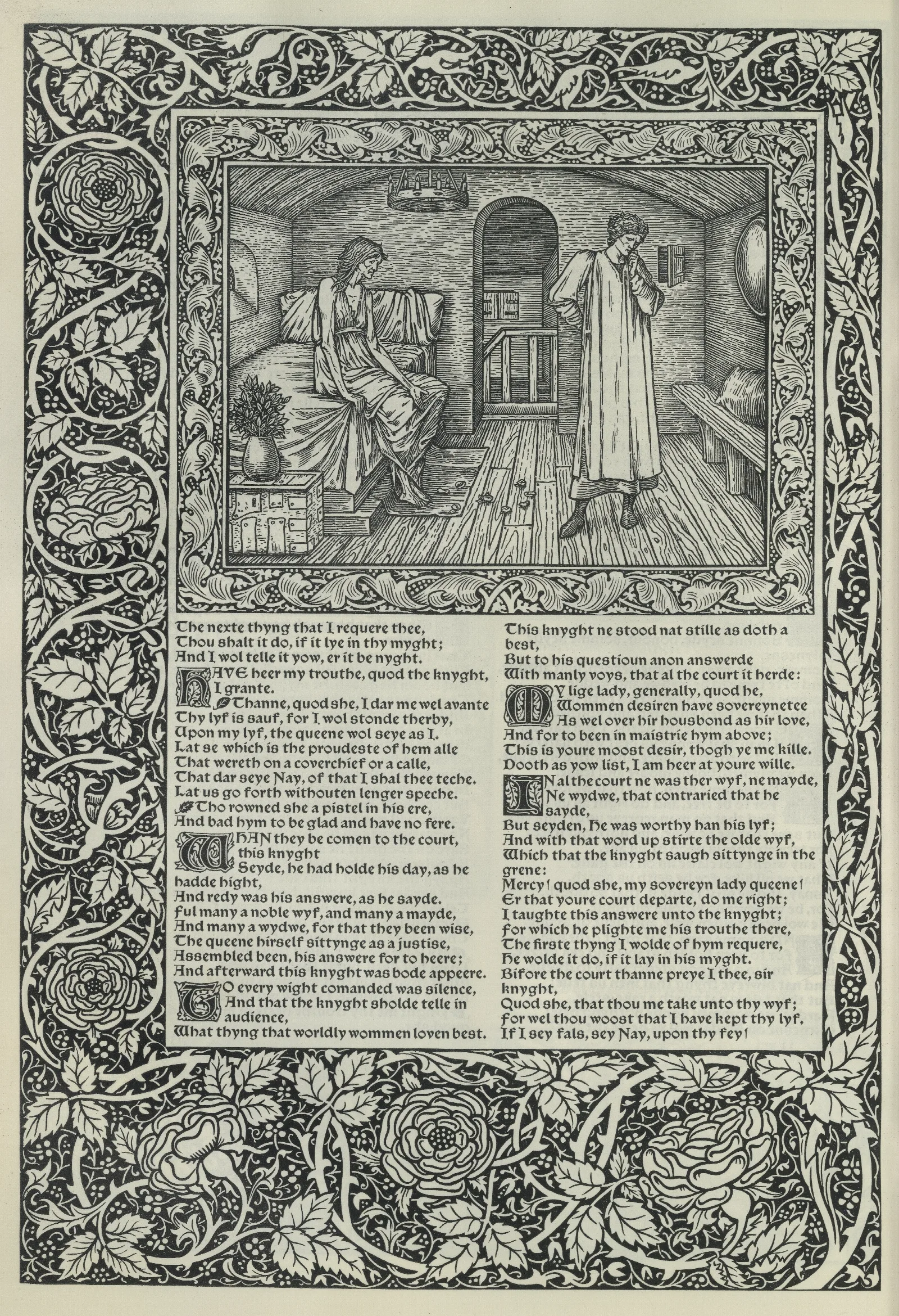 The Works Of Geoffrey Chaucer Pl 13 Wall Art by Sir Edward Coley Burne-Jones - Canvas Print