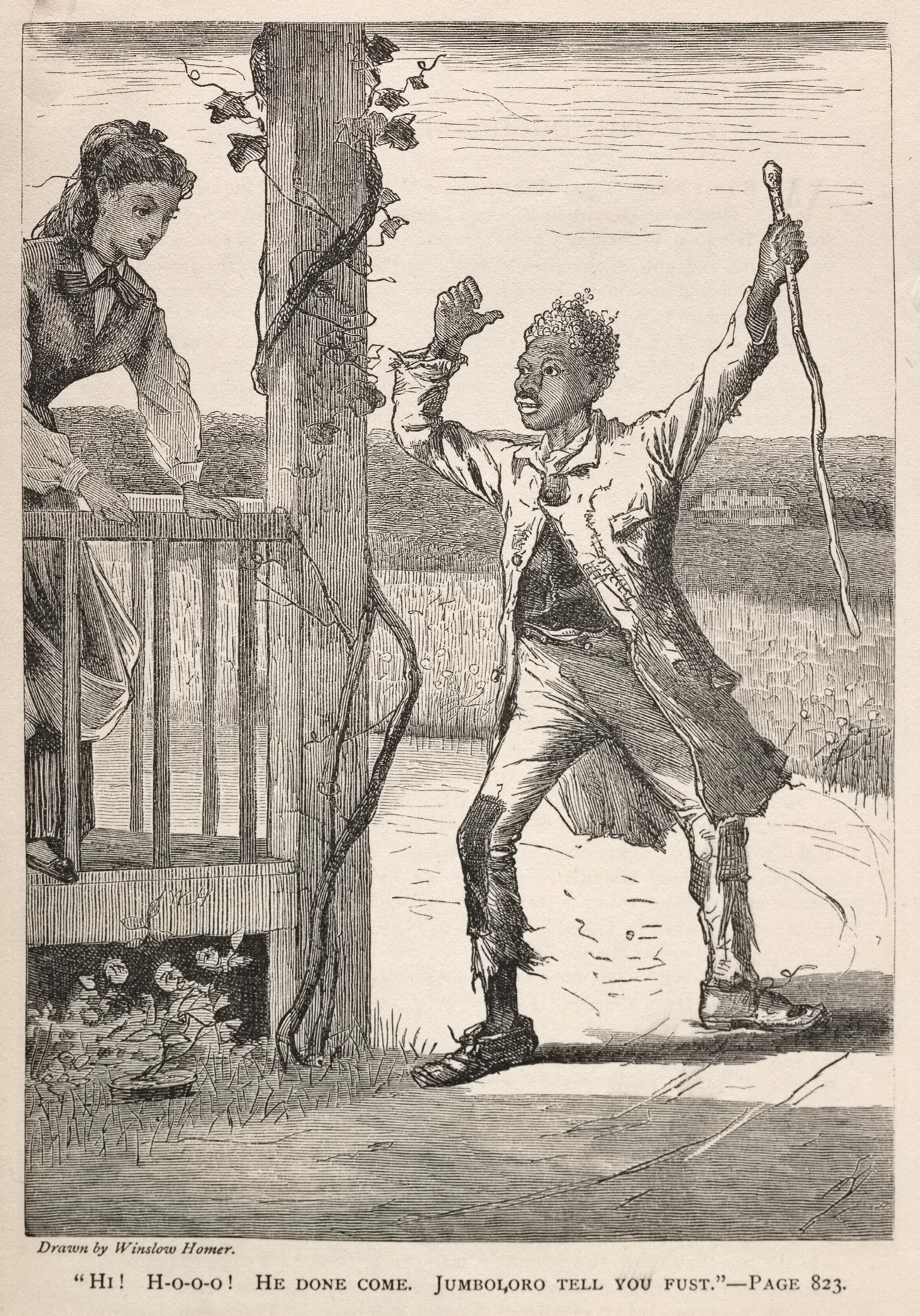 Hi H O O O He Done Come Jumboloro Tell You First Wall Art by Winslow Homer - Canvas Print