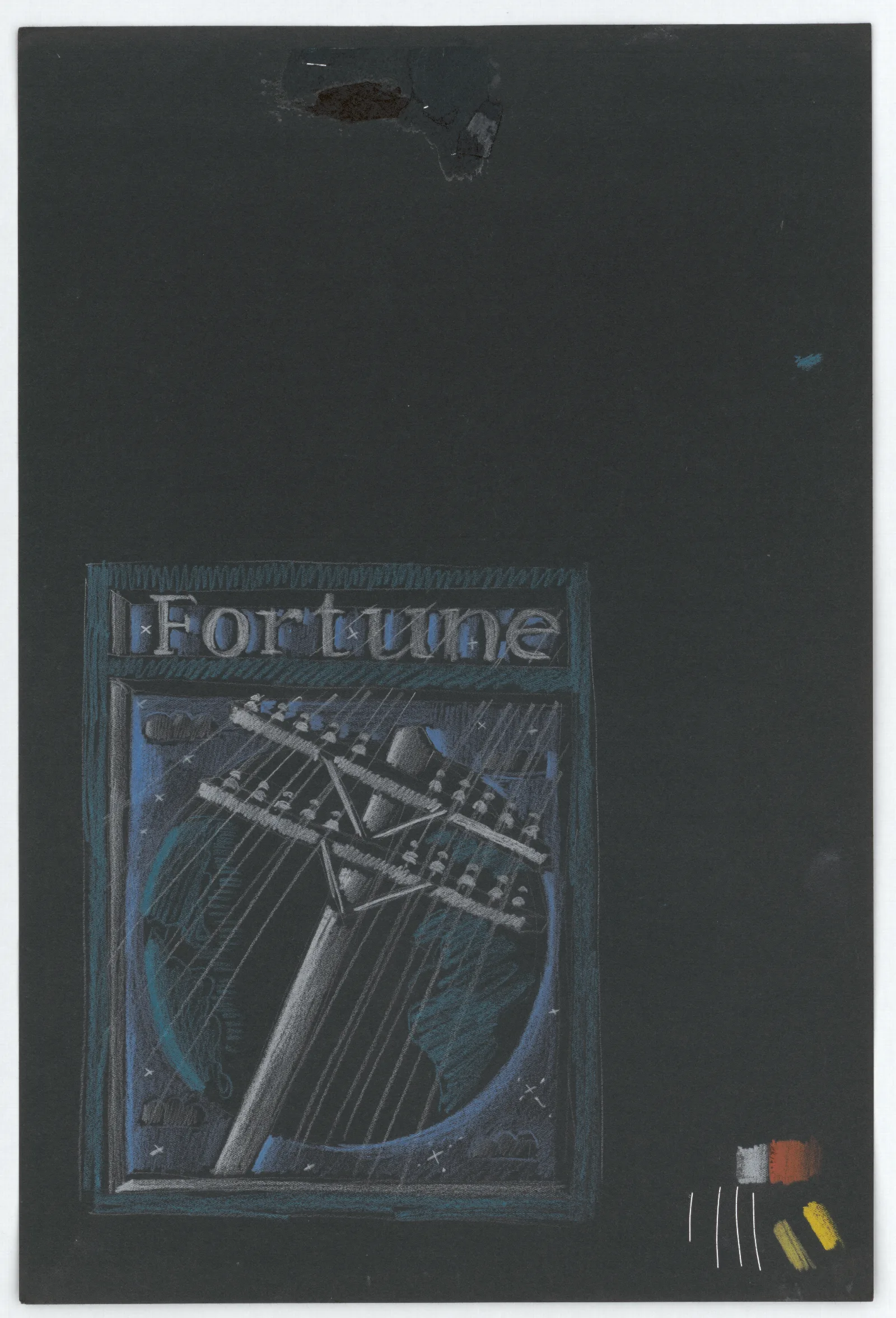 Graphic Designs For Fortune Magazine Studies For Cover Drawn On Black Paper 2 Wall Art by Winold Reiss - Canvas Print