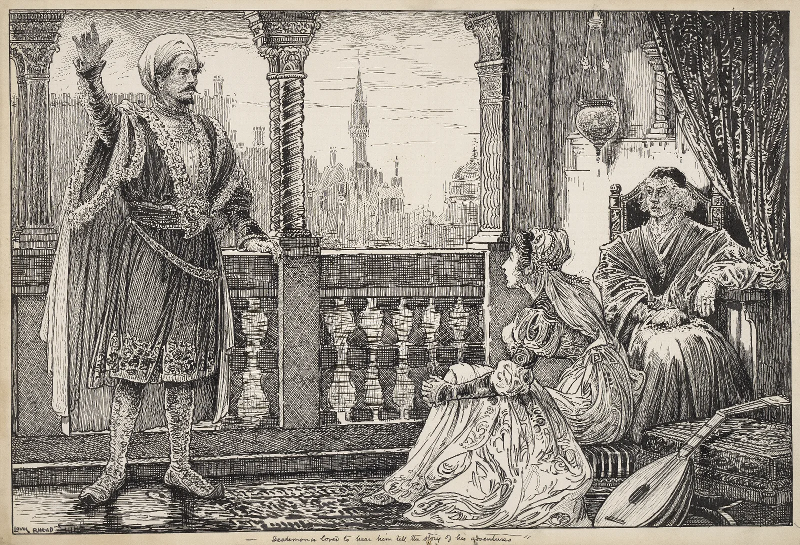 Othello The Moor Of Venice Desdemona Loved To Hear Him Tell The Story Of His Adventures Wall Art by Louis Rhead - Canvas Print