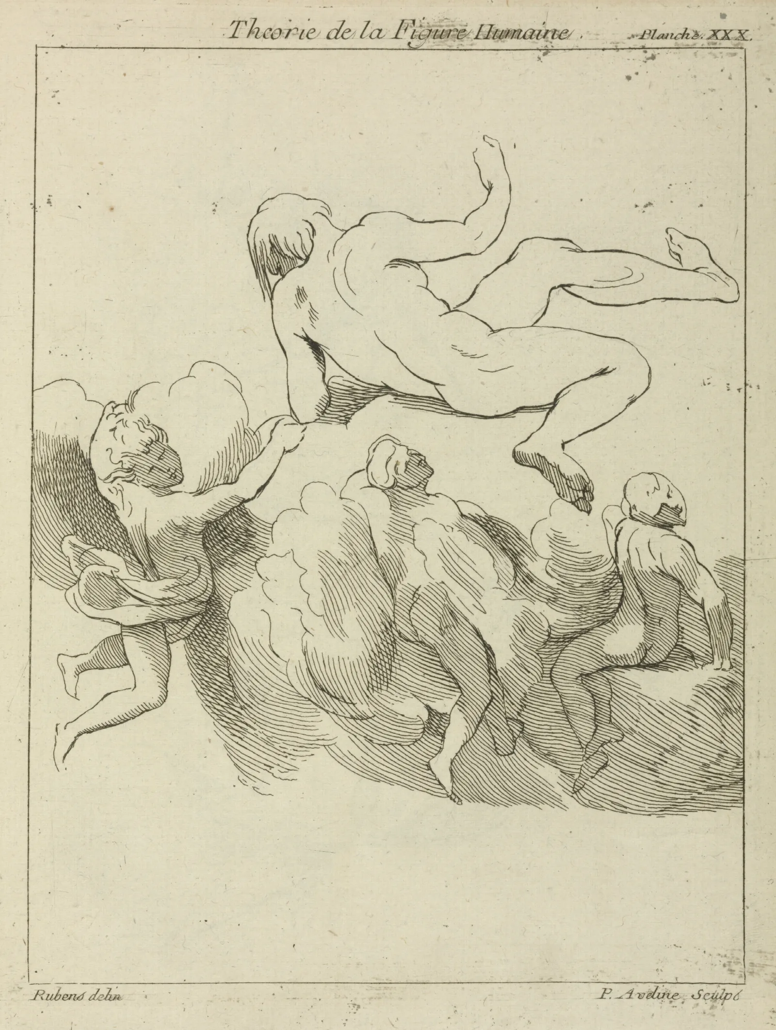 Four Figures In Floating Positions Three Amidst Clouds Wall Art by Peter Paul Rubens - Canvas Print