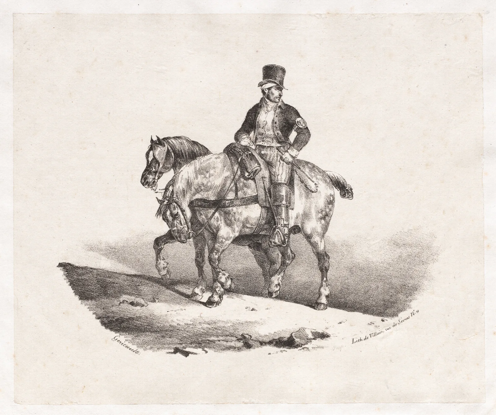 Postman Or Two Harnessed Horses Wall Art by Théodore Géricault - Canvas Print
