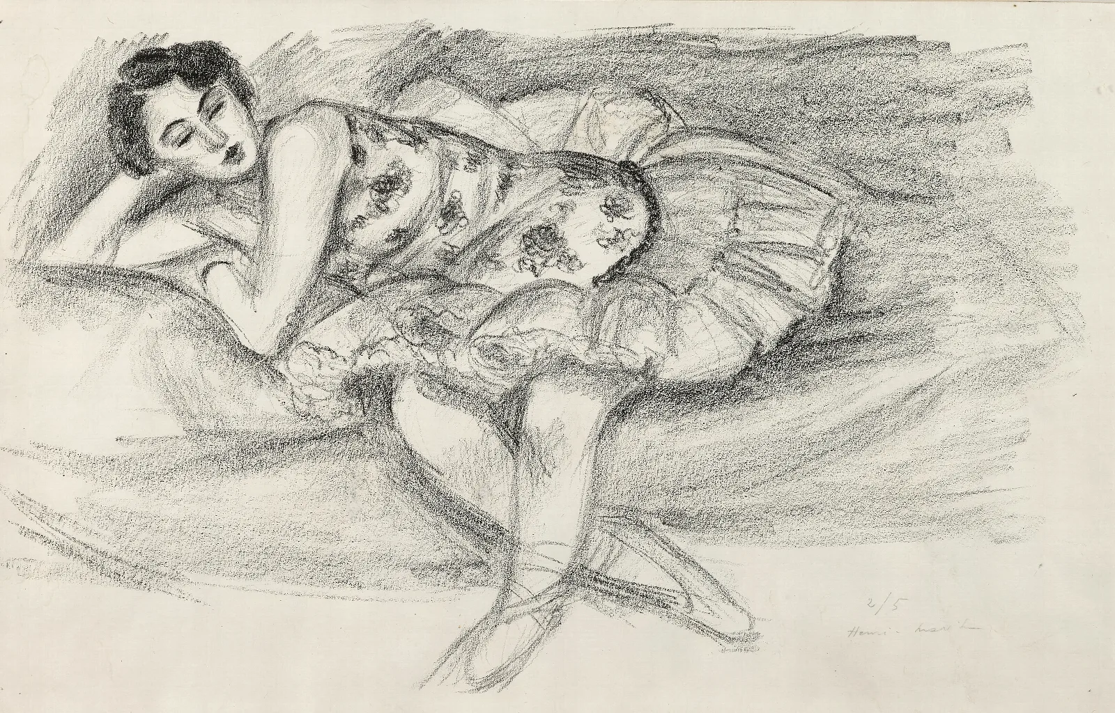 Danseuse Au Divan Pliee En Deux Wall Art by Henri Matisse - Canvas Print