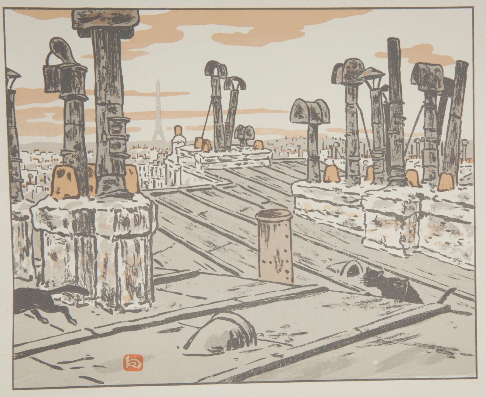 Sur Les Toits Wall Art by Henri Rivière - Canvas Print