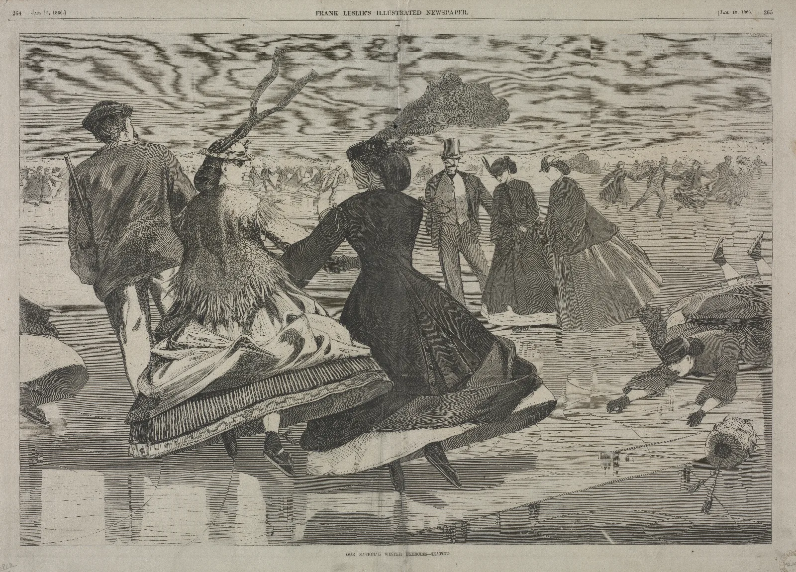 Our National Winter Exercise Skating Wall Art by Winslow Homer - Canvas Print