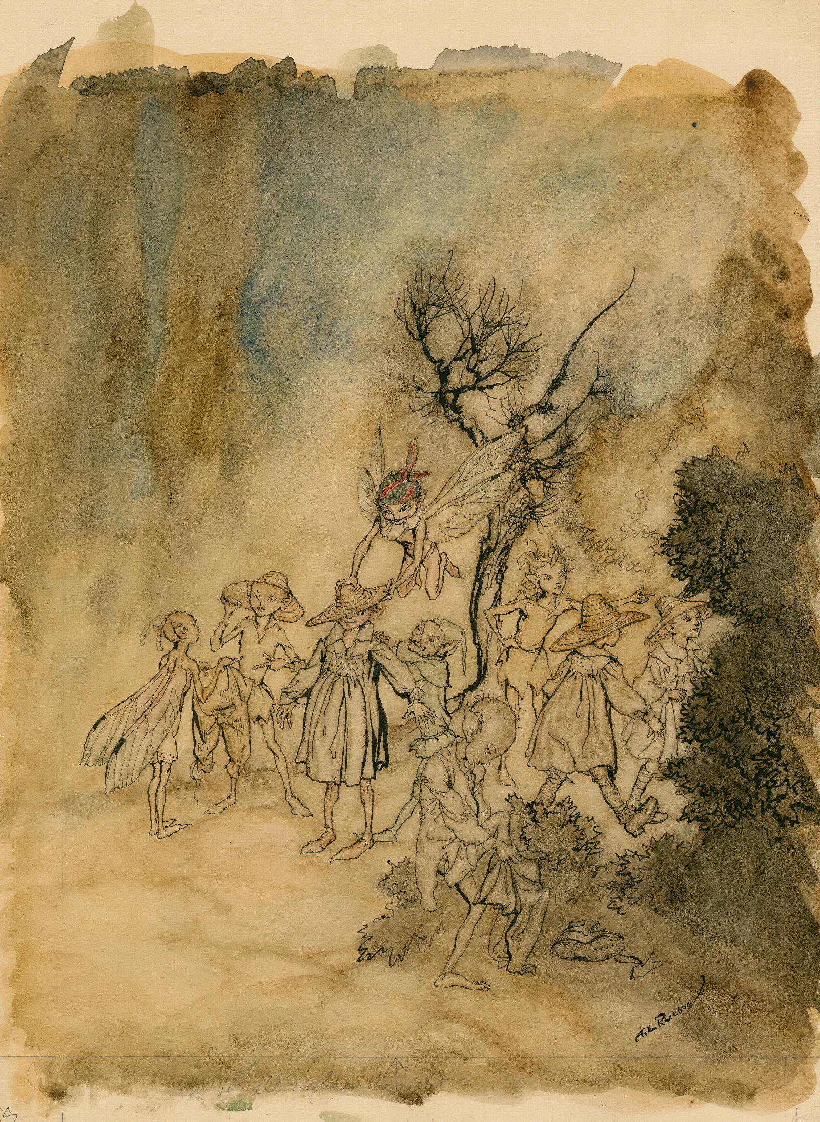 Enter Certain Reapers Properly Habited Wall Art by Arthur Rackham - Canvas Print
