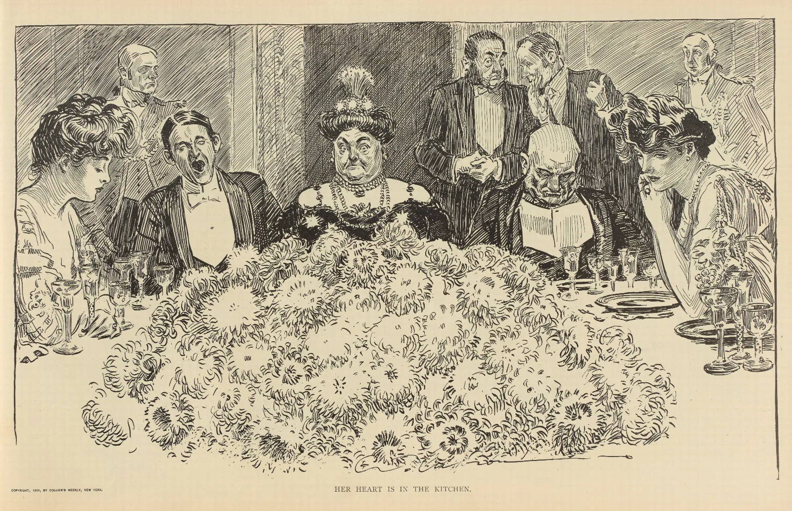 Her Heart Is In The Kitchen Wall Art by Charles Dana Gibson - Canvas Print