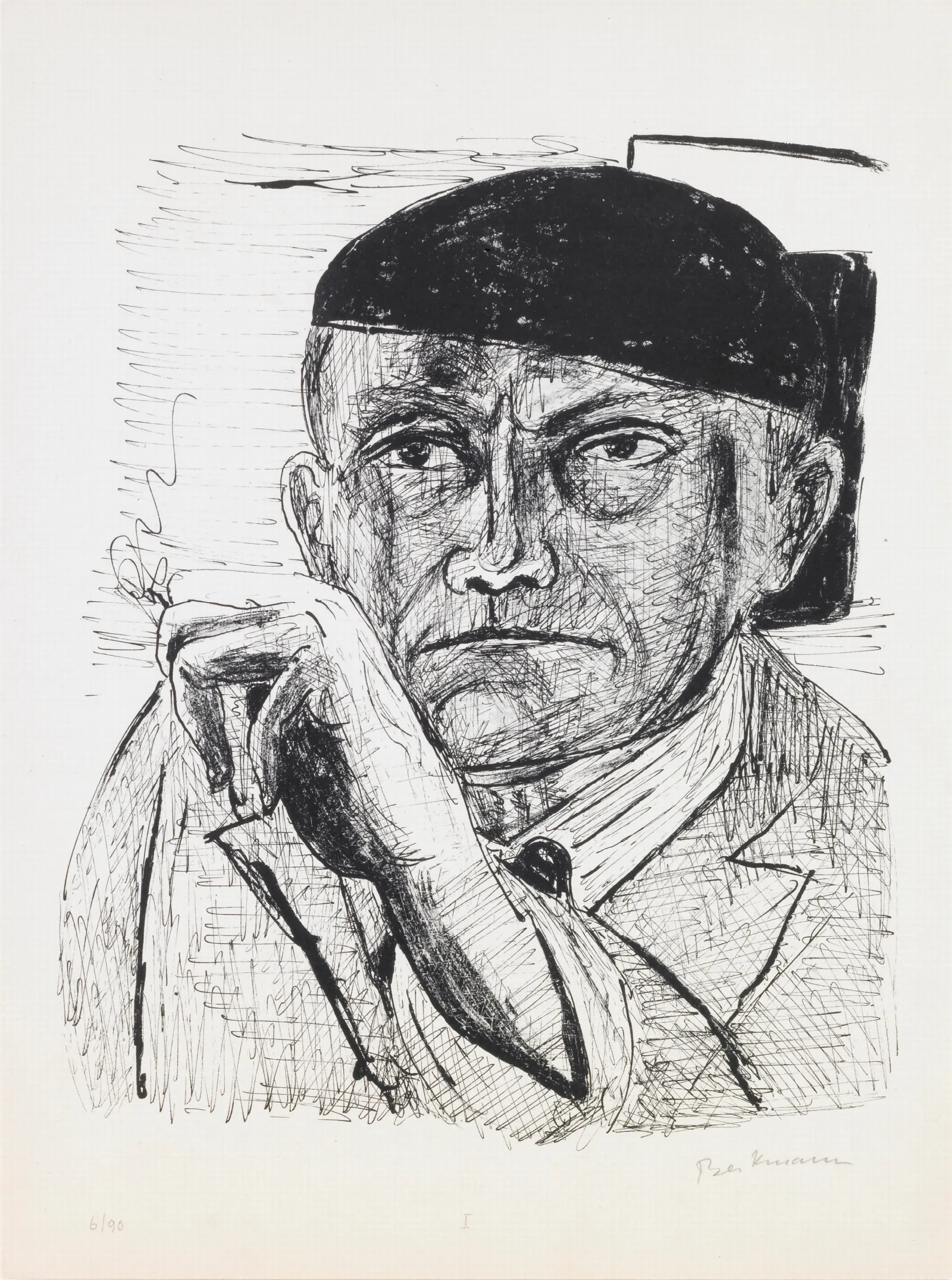 Self Portrait Plate 1 From The Portfolio Day And Dream Wall Art by Max Beckmann - Canvas Print