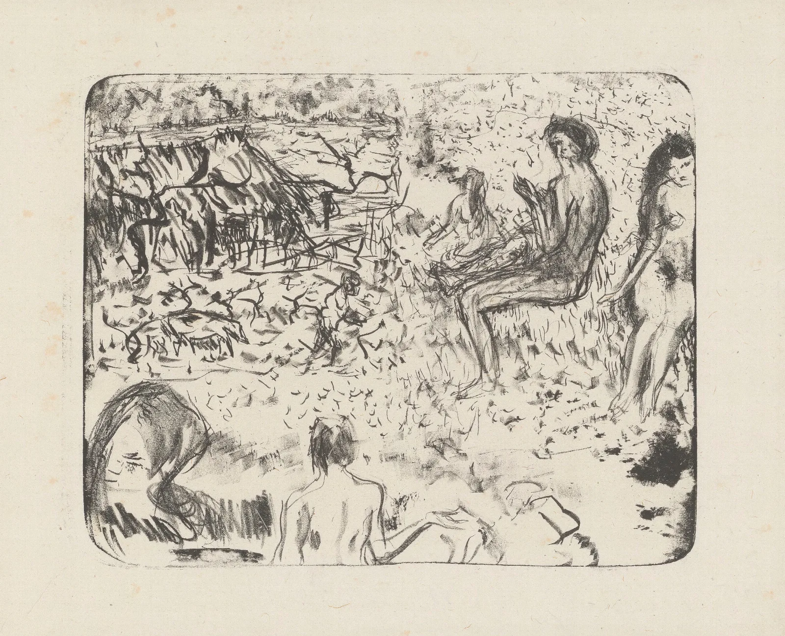 Paysage Aux Figures Nues Wall Art by Pierre Bonnard - Canvas Print