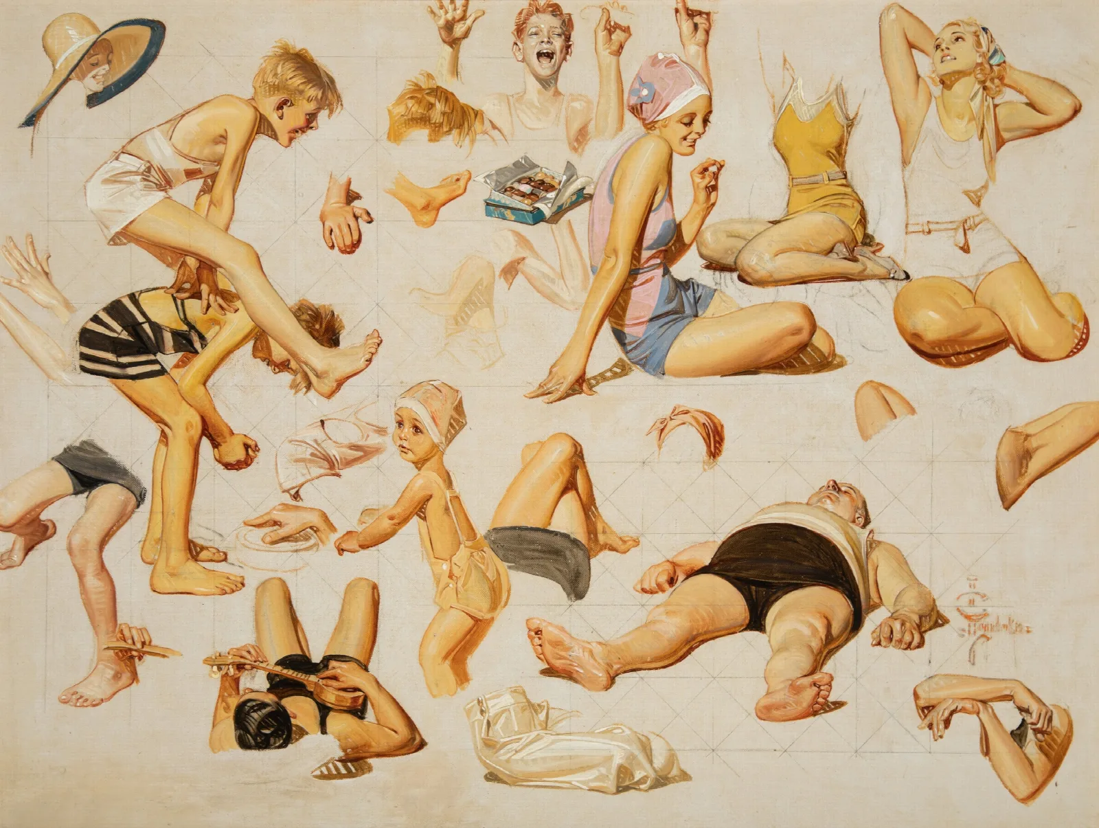 King Of The Beach The Saturday Evening Post Cover Study Wall Art by Joseph Christian Leyendecker - Canvas Print