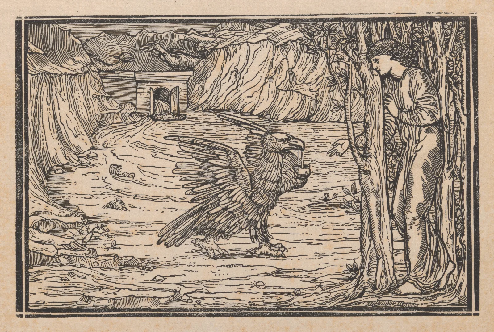 Psyche Helped By Joves Eagle Wall Art by Sir Edward Coley Burne-Jones - Canvas Print