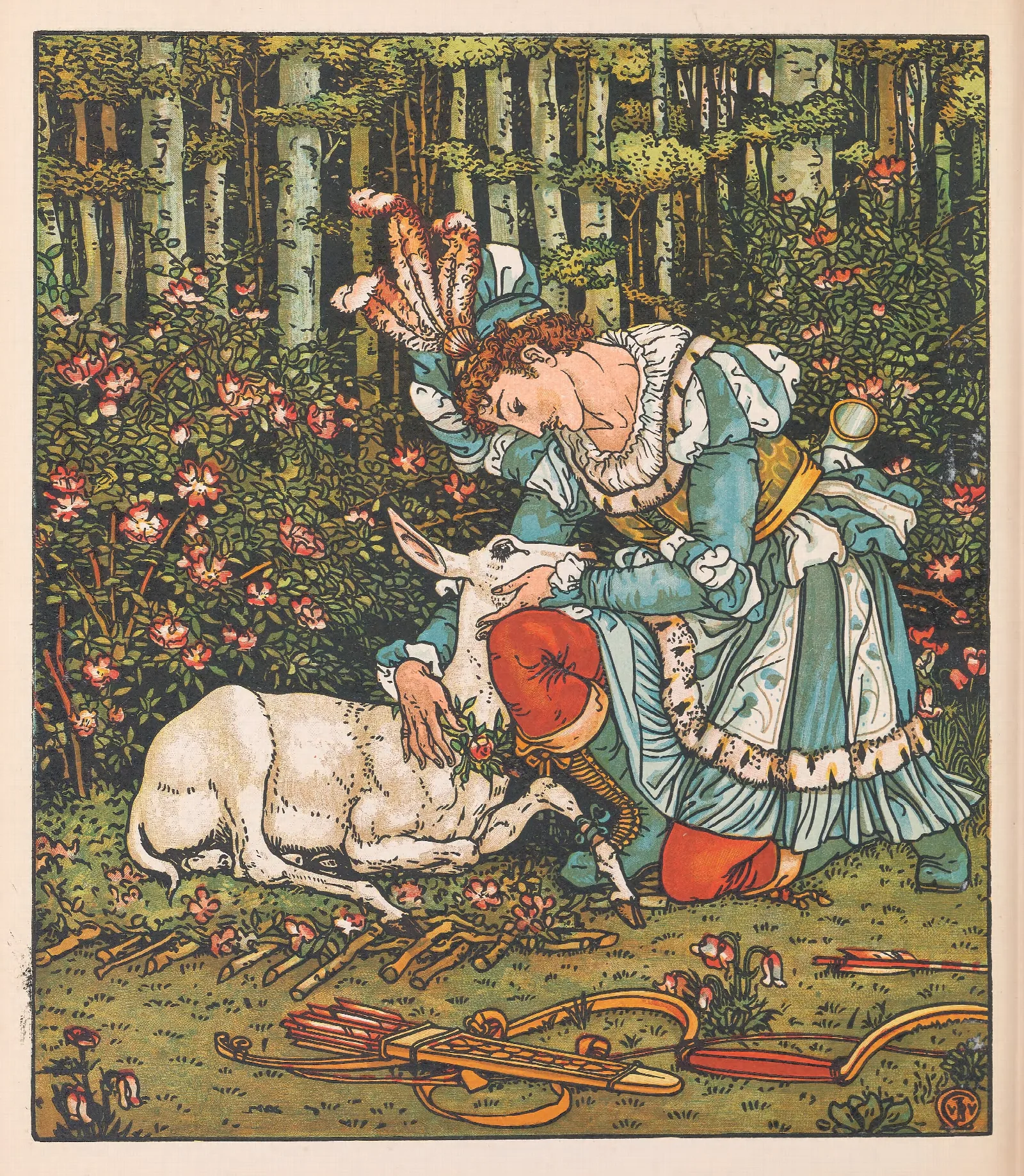 Beauty And The Beast Pl 17 Wall Art by Walter Crane - Canvas Print