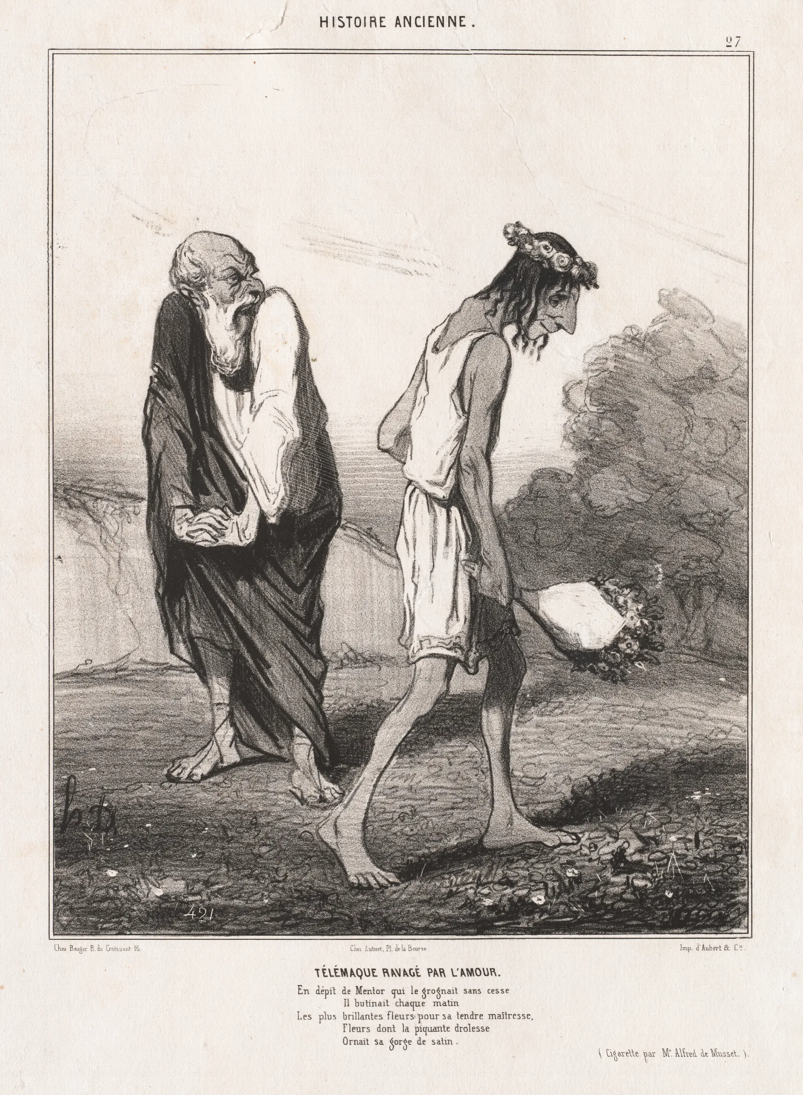 Telemachus Ravaged By Love Wall Art by Honoré Daumier - Canvas Print