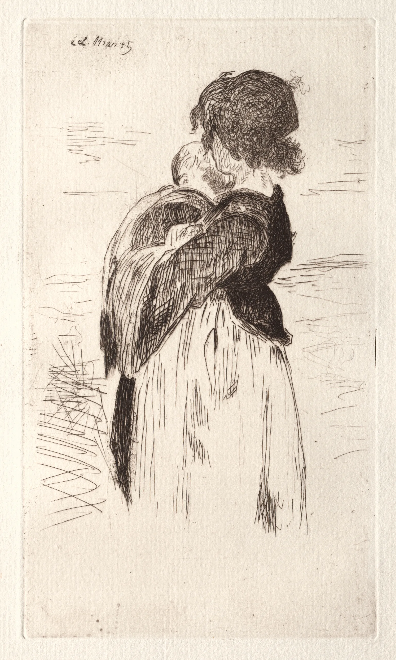 La Petite Fille Tenant Un Bebe Wall Art by Édouard Manet - Canvas Print