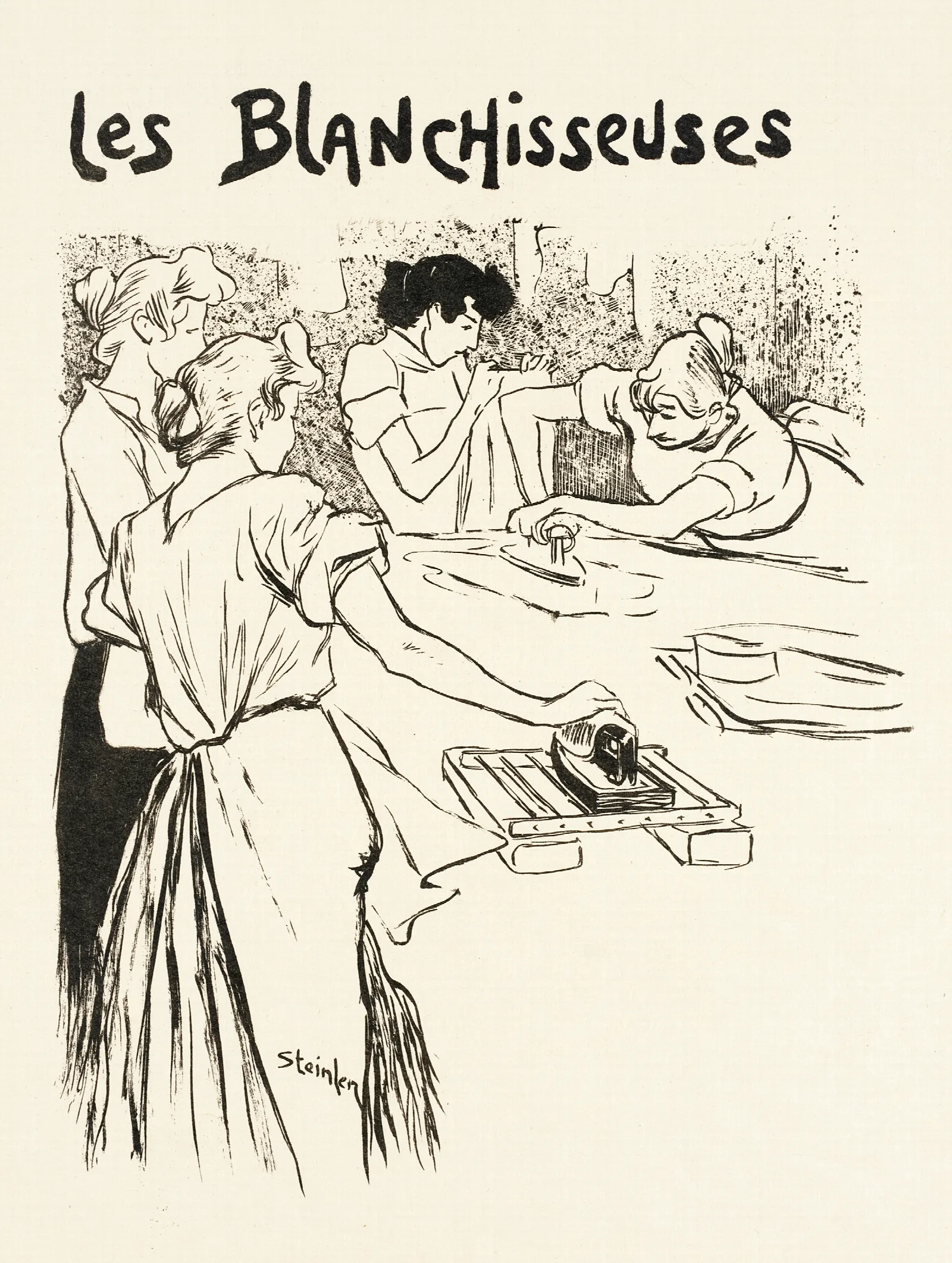 Les Blanchisseuses Wall Art by Théophile Alexandre Steinlen - Canvas Print