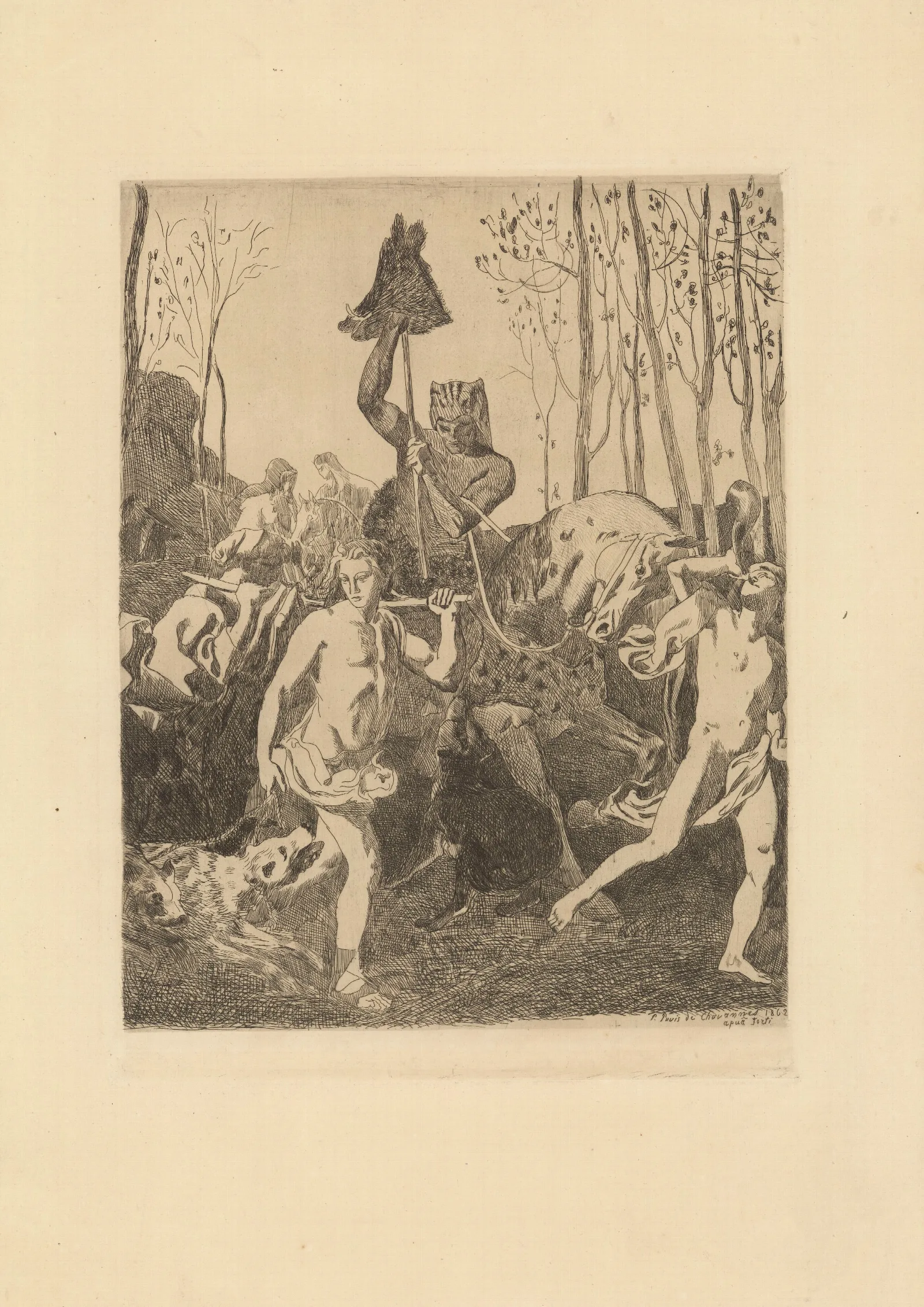 Retour De Chasse 2 Wall Art by Pierre Puvis de Chavannes - Canvas Print