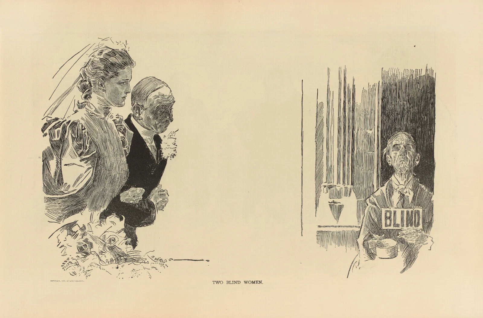 Two Blind Women 2 Wall Art by Charles Dana Gibson - Canvas Print