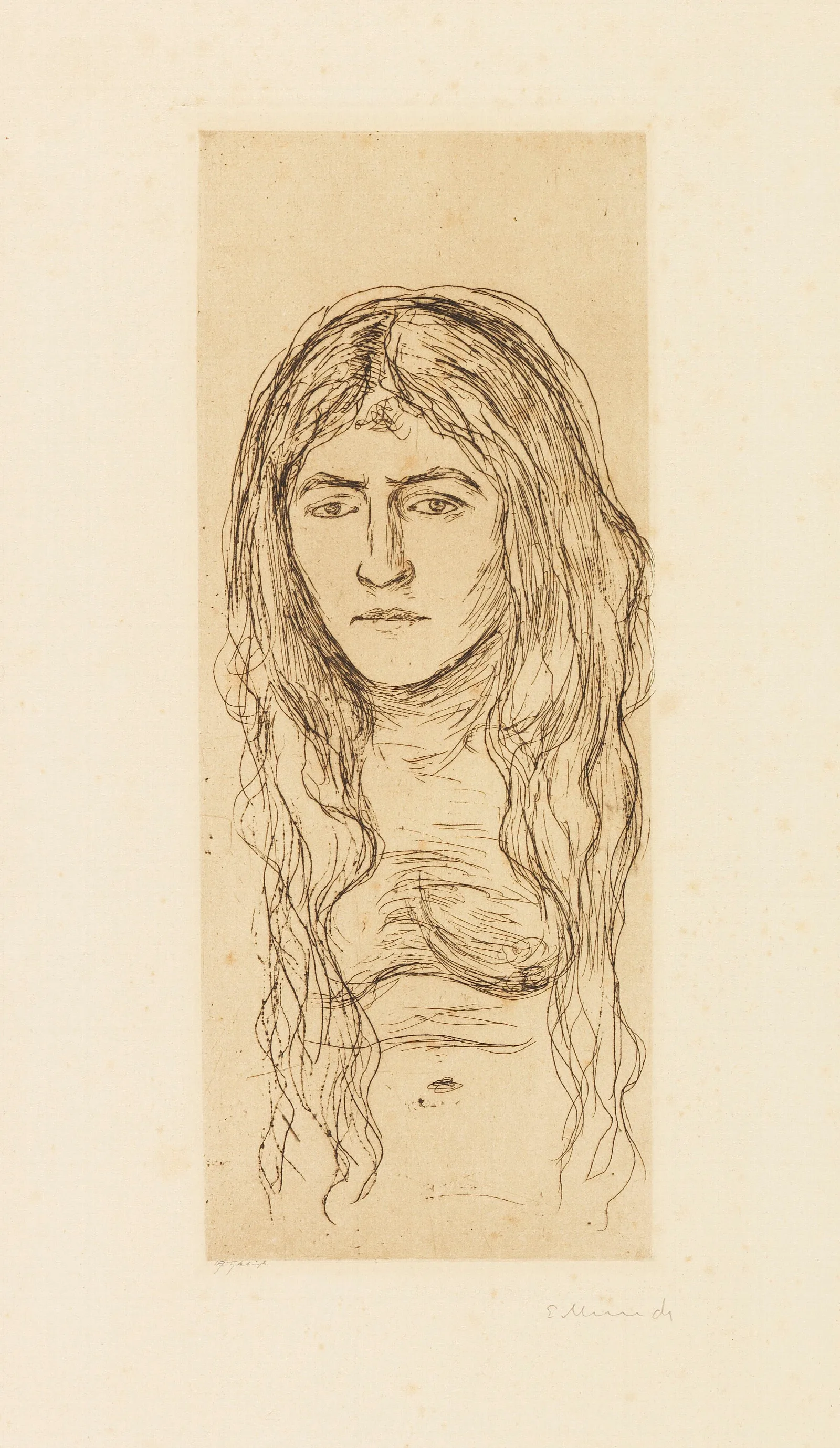 Weib Mit Langem Haar Wall Art by Edvard Munch - Canvas Print