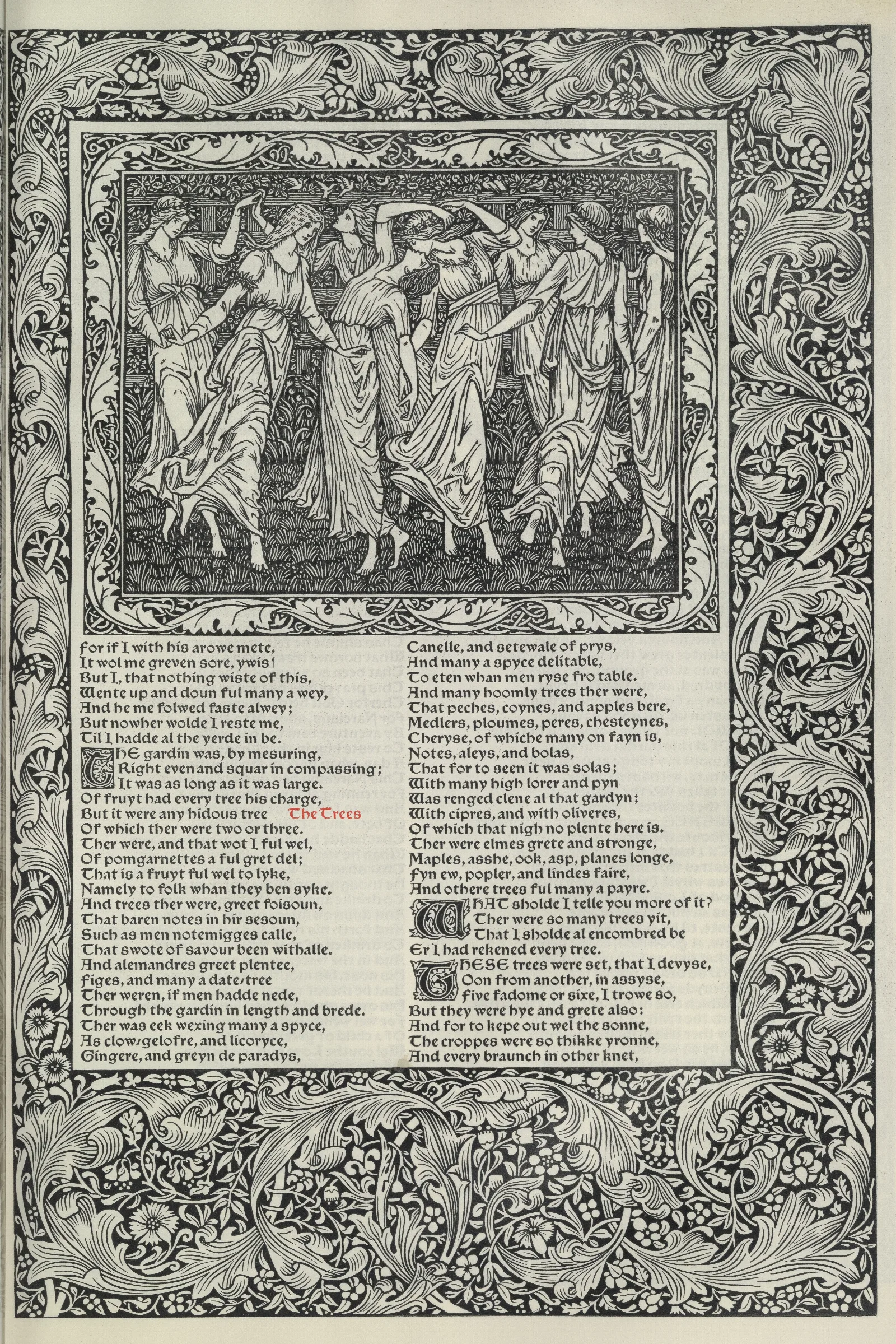 The Works Of Geoffrey Chaucer Pl 41 Wall Art by Sir Edward Coley Burne-Jones - Canvas Print